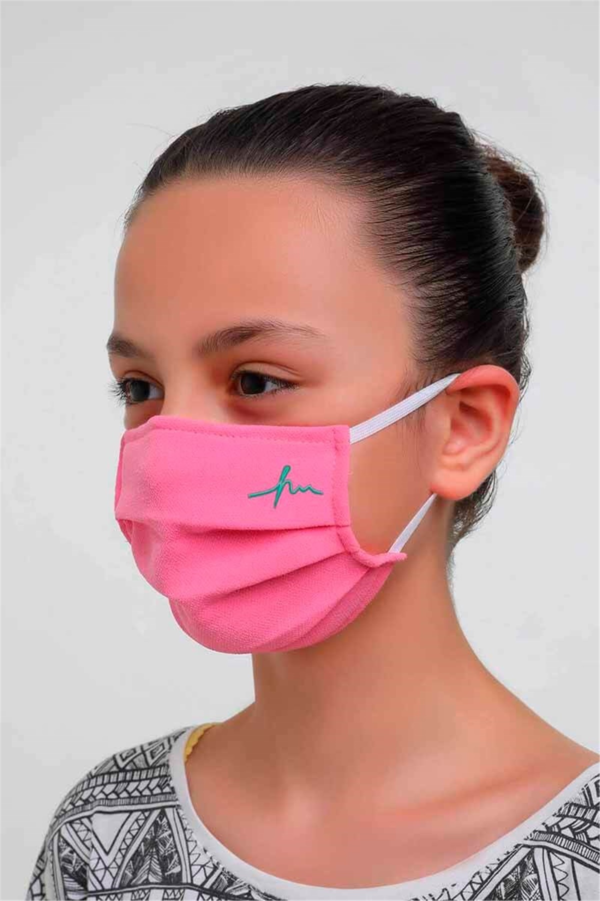 Gümüş İyonlu Yıkanabilir Pembe Yüz Maskesi / Antimikrobiyal Sertifiklı T20