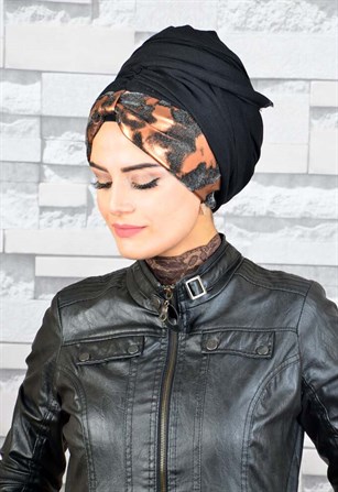  Deri Bantlı Koton Bandana Pratik Hazır Şal BND036