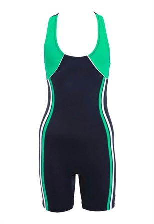 Uzun Paçalı Yeşil Kız Çocuk Yüzücü Mayo