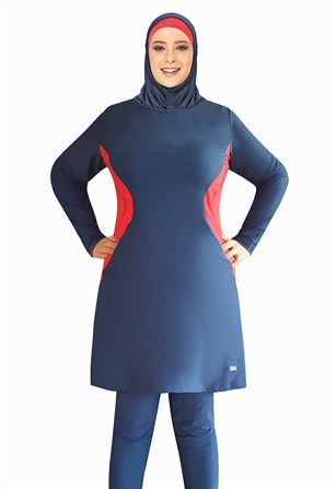 Büyük Beden Tam Kapalı Mayo Adasea 1134070 Açık Lacivert