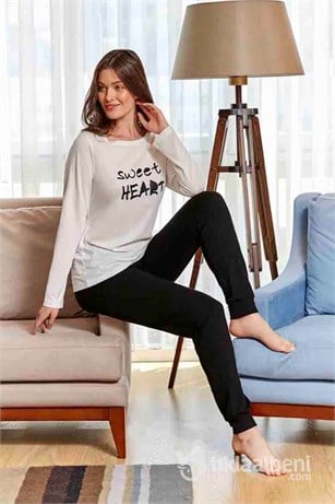 Eros ESK 20564 Bisiklet Yaka Kapşonlu Bayan Pijama Takımı
