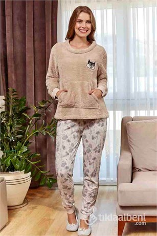 Eros ESK 20624 Bisiklet Yaka Bayan Polarlı Pijama Takımı