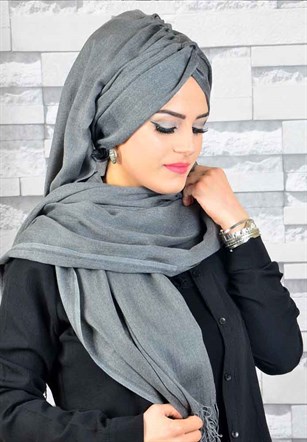 Gri Kırçıllı Burgu Bandana Pratik Şal BND3008