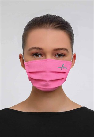 Gümüş İyonlu Yıkanabilir Pembe Yüz Maskesi / Antimikrobiyal Sertifiklı T20