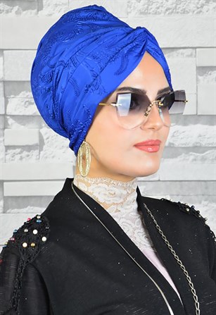 Kabartma Desenli Saks Mavi Hazır Burgu Bone tb1054