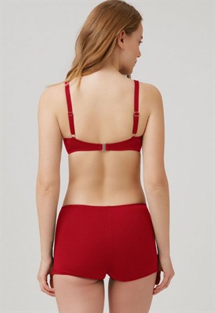 Kırmızı Bağcık Detaylı Bikini, Kom Kadın Şortlu Bikini KM99-1