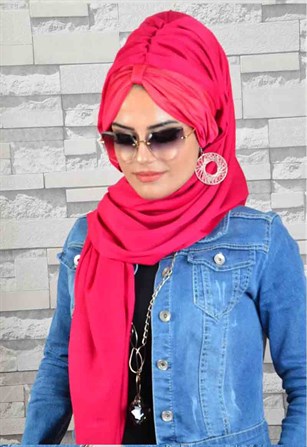 Koton Fuşya Biritli Bandana Hazır Şal bnd177