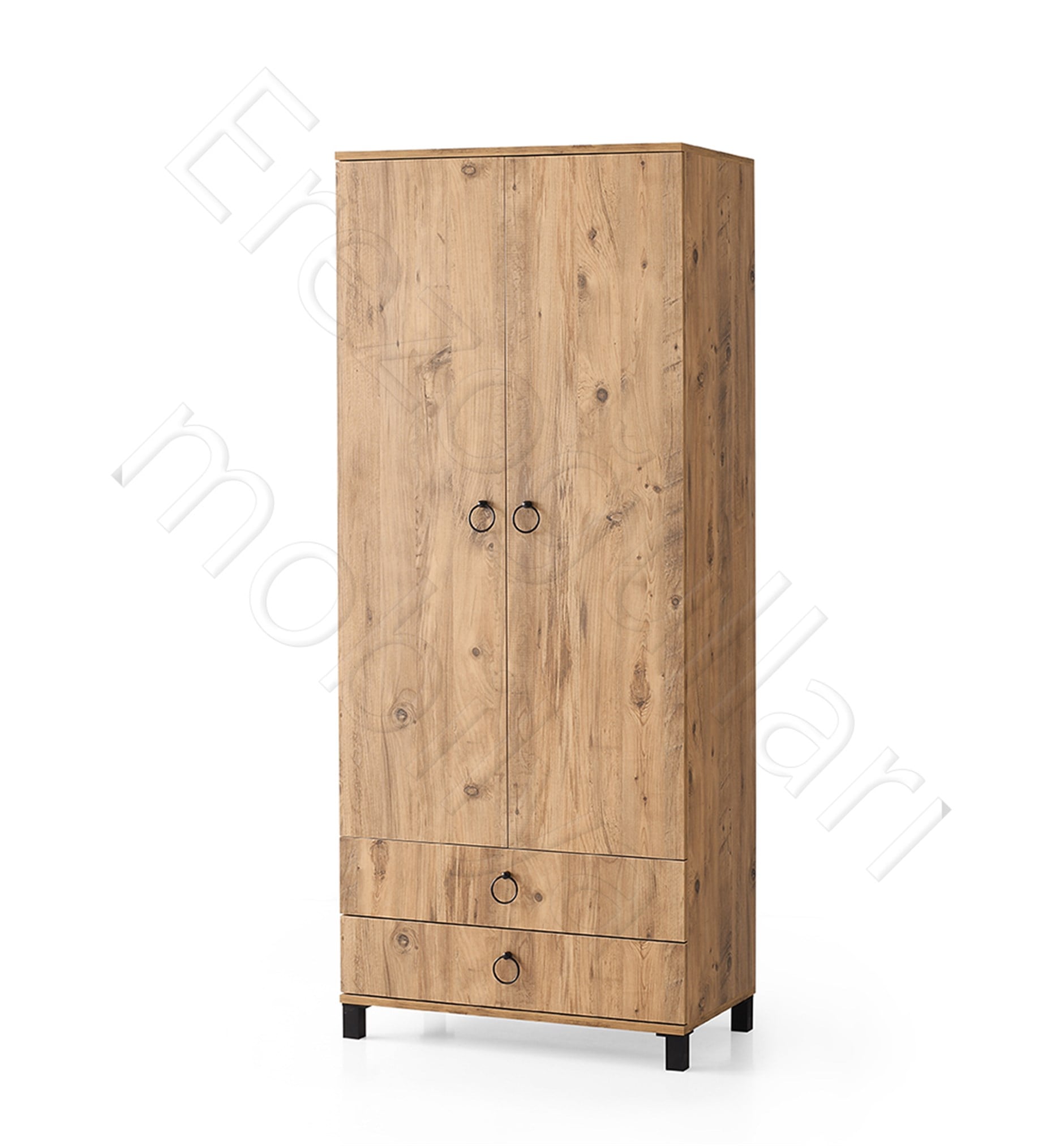 2 Kapılı 2 Çekmeceli Gardrop Elbise Dolabı 79x46x189cm