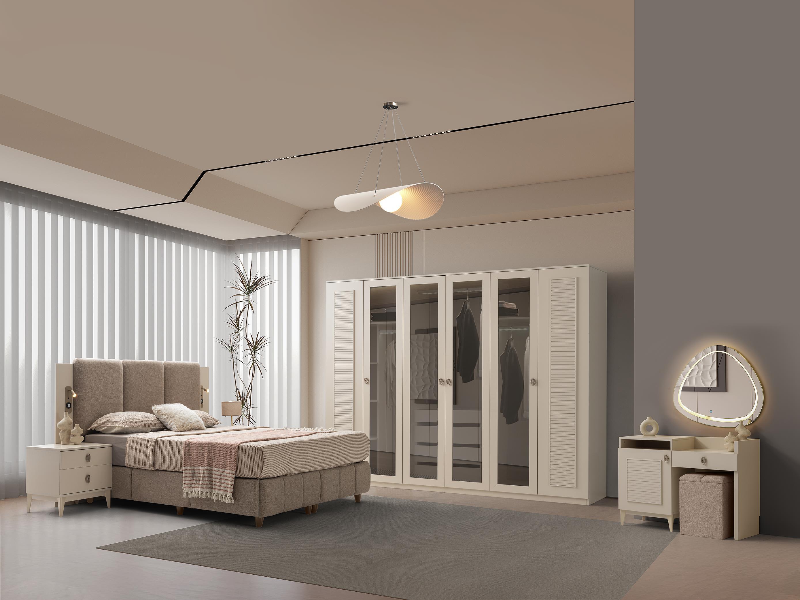 Ahsen 6 Kapaklı Modern Yatak Odası Takımı Başlıklı