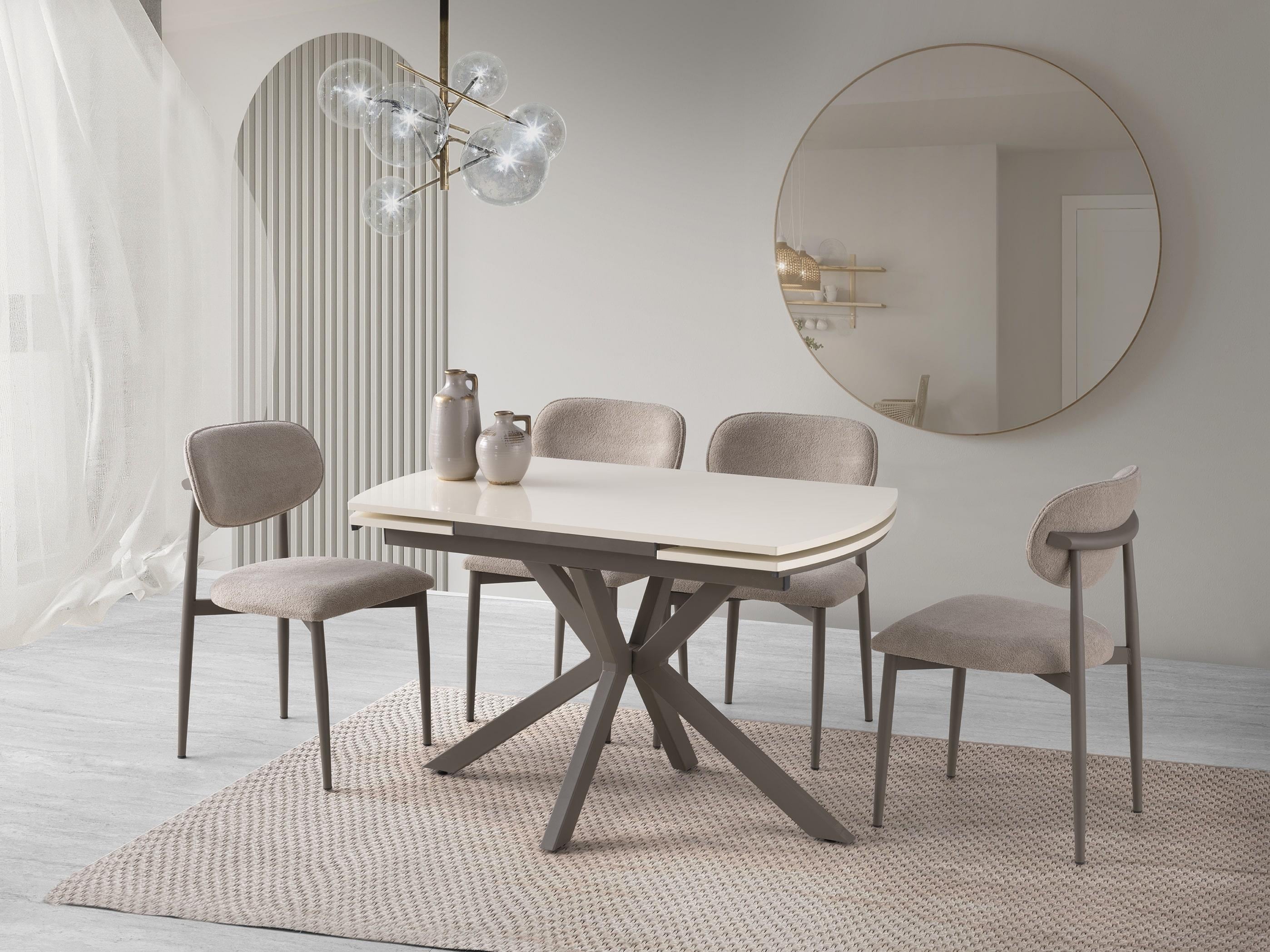 Anka Krem Polo Lak Panel Mutfak Masa Sandalye Takımı 80x120