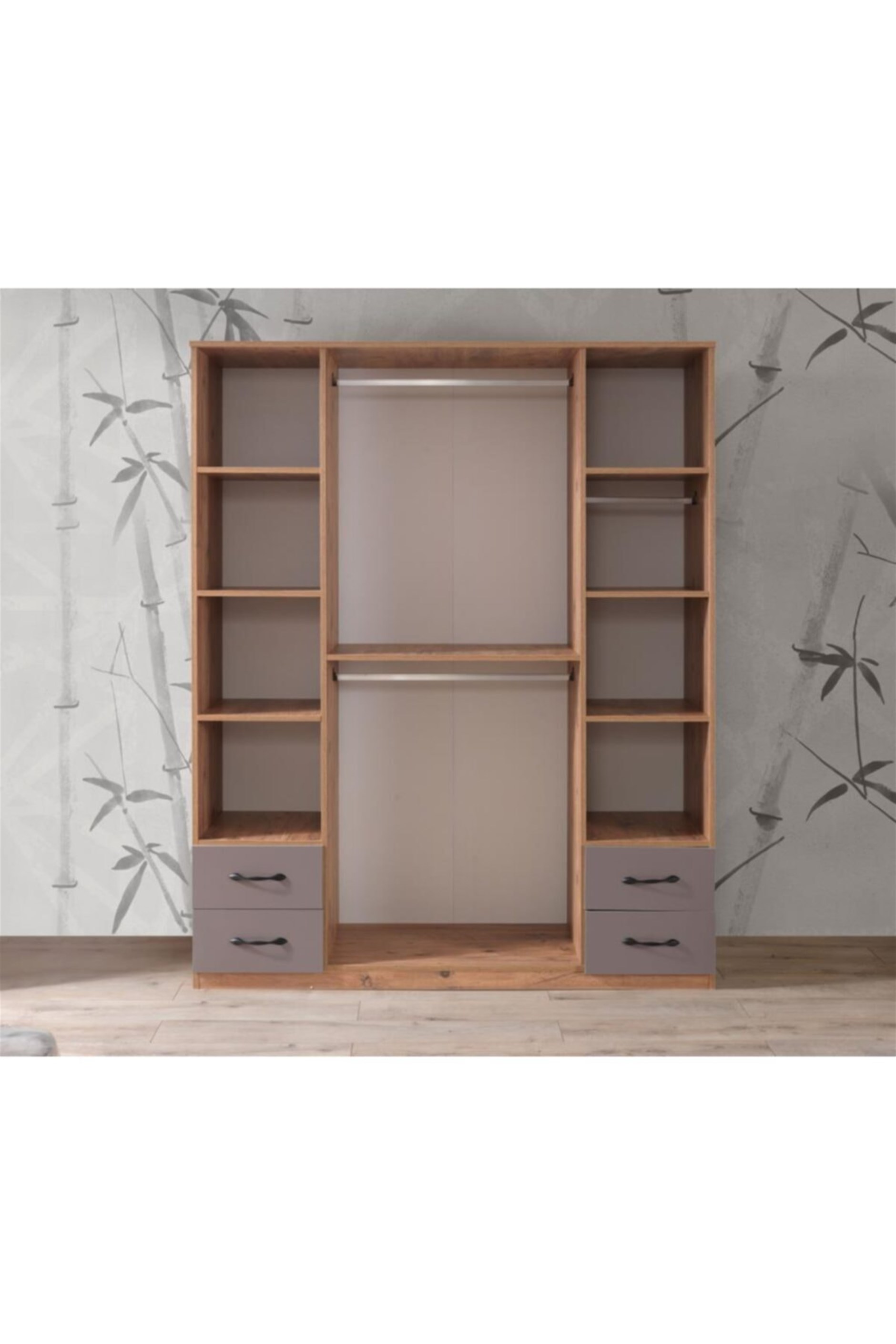 Aynalı 4 Kapılı 4 Çekmeceli Gardırop Elbise Dolabı 170x55x210cm