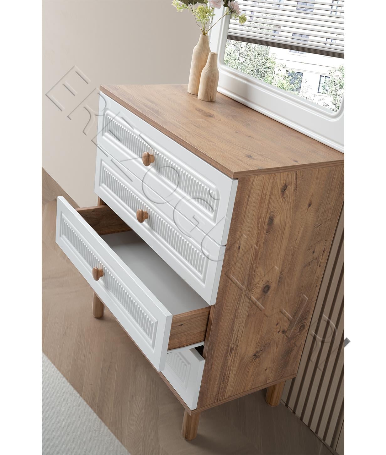 Bohem Çiğdem Çekmeceli Şifonyer Aynasız 80x42x90