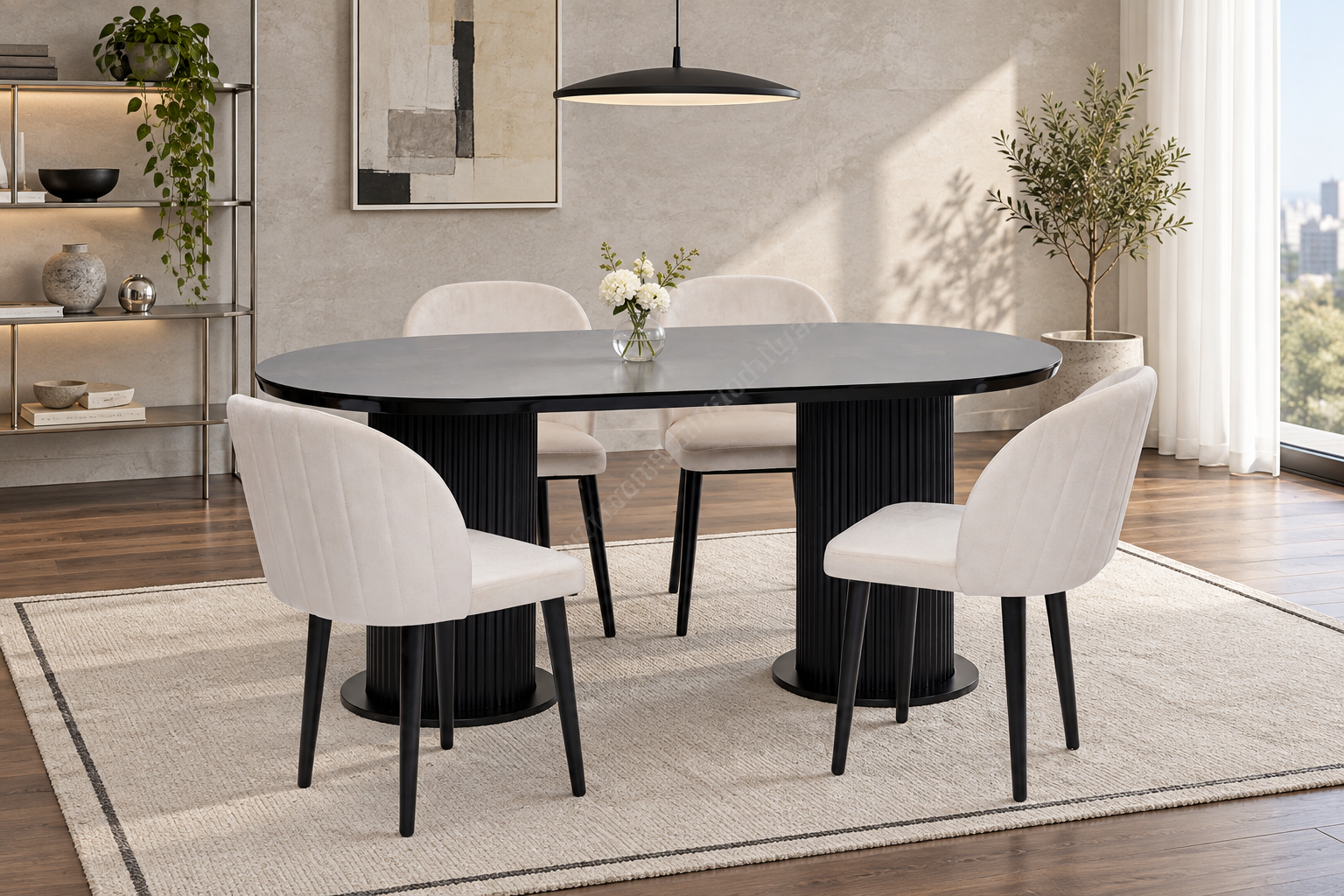 Bohem Göksu Lak Panel Yemek Masa Sandalye Takımı 90x170