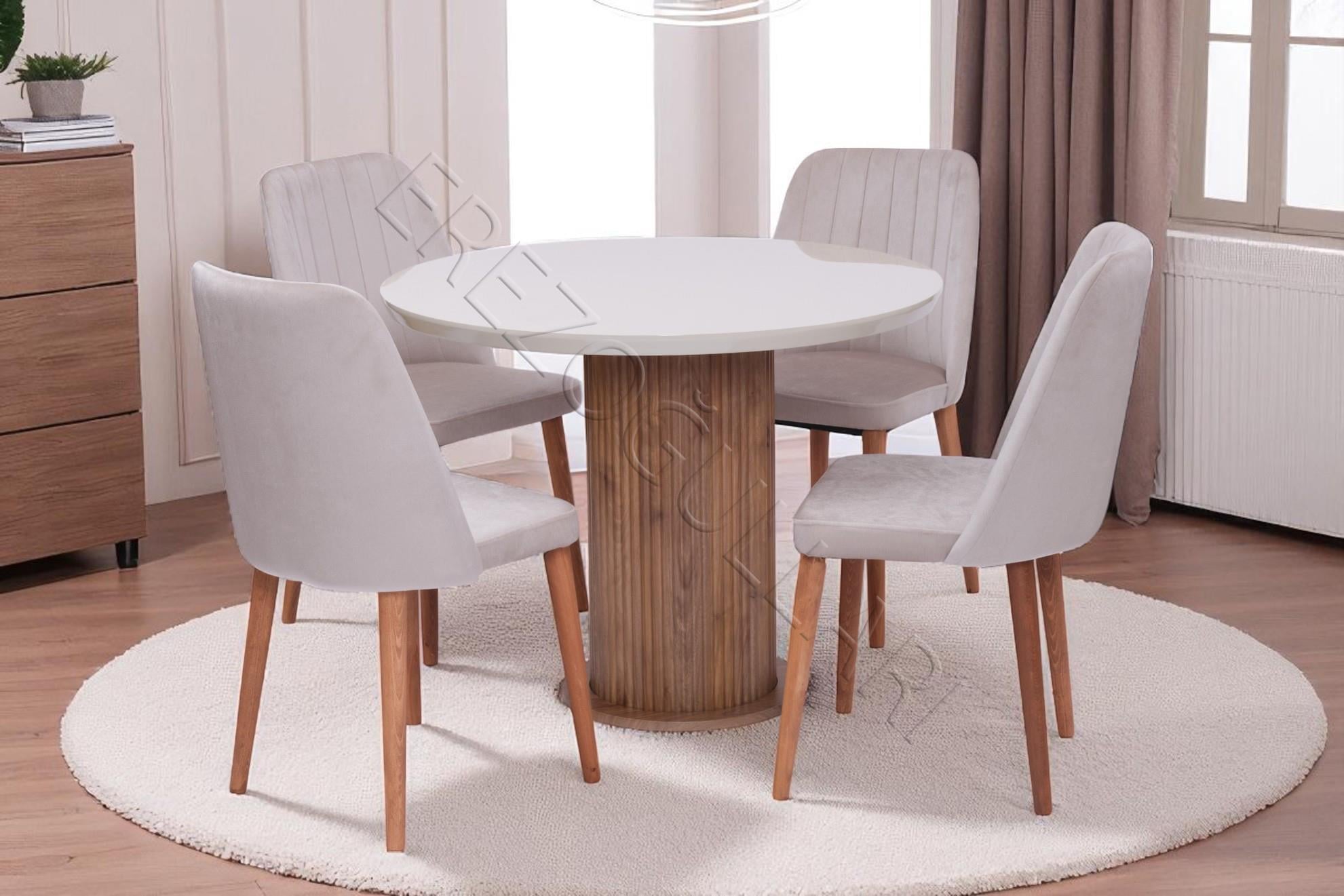 Bohem Milano Yuvarlak Lak Panel Mutfak Masa Takımı 100cm