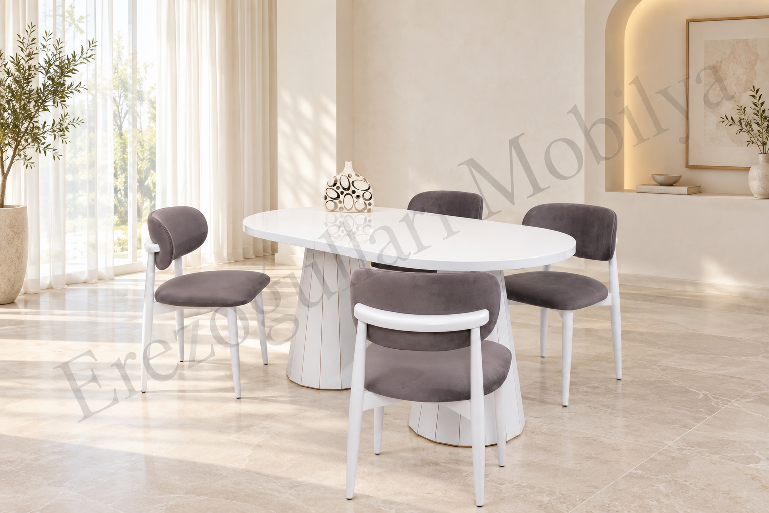 Bohem Norte Lak Panel Açılır Yemek Masa Sandalye Takımı 90x160cm