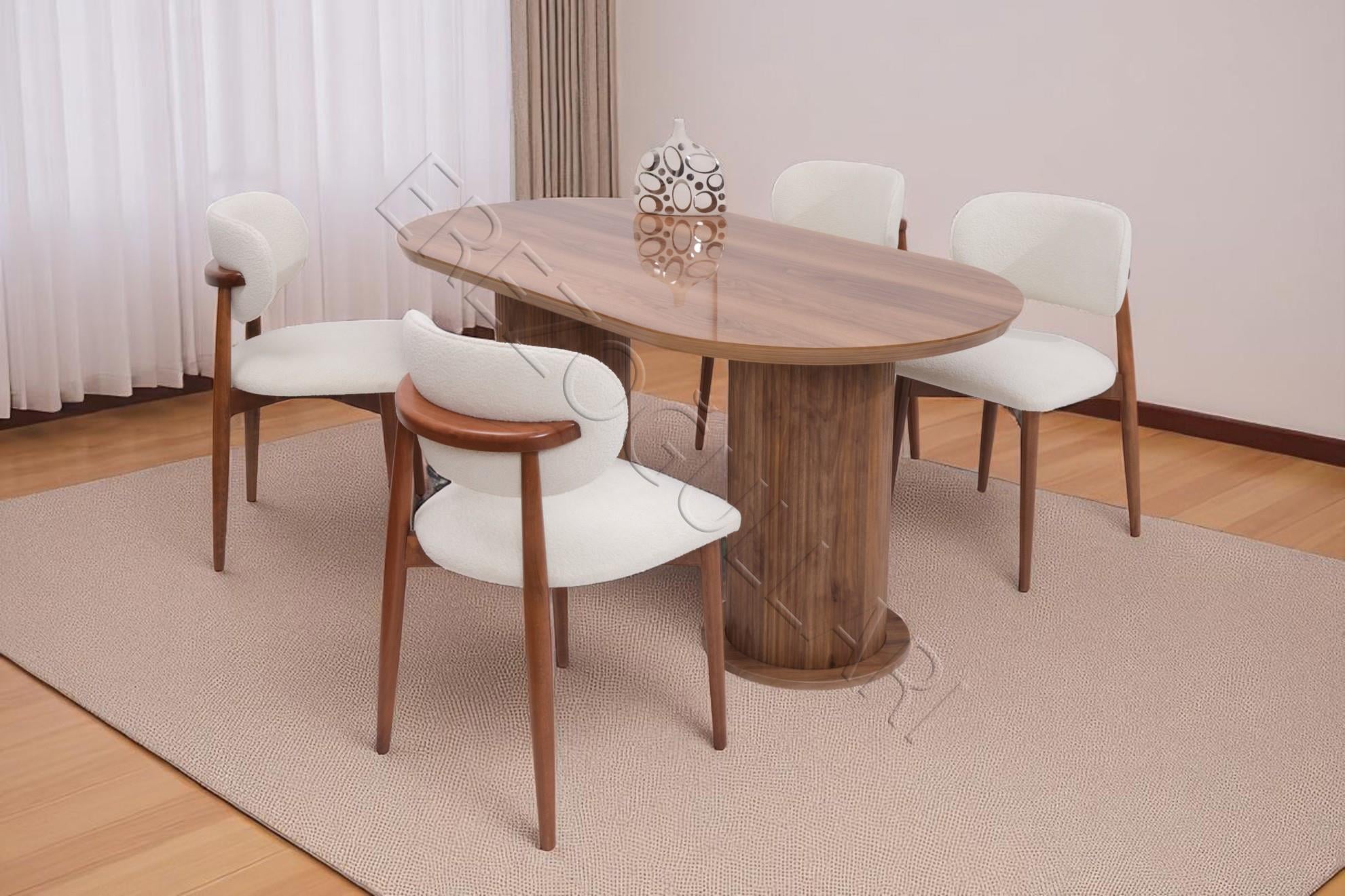 Bohem Norte Lak Panel Sabit Yemek Masa Sandalye Takımı 90x170cm