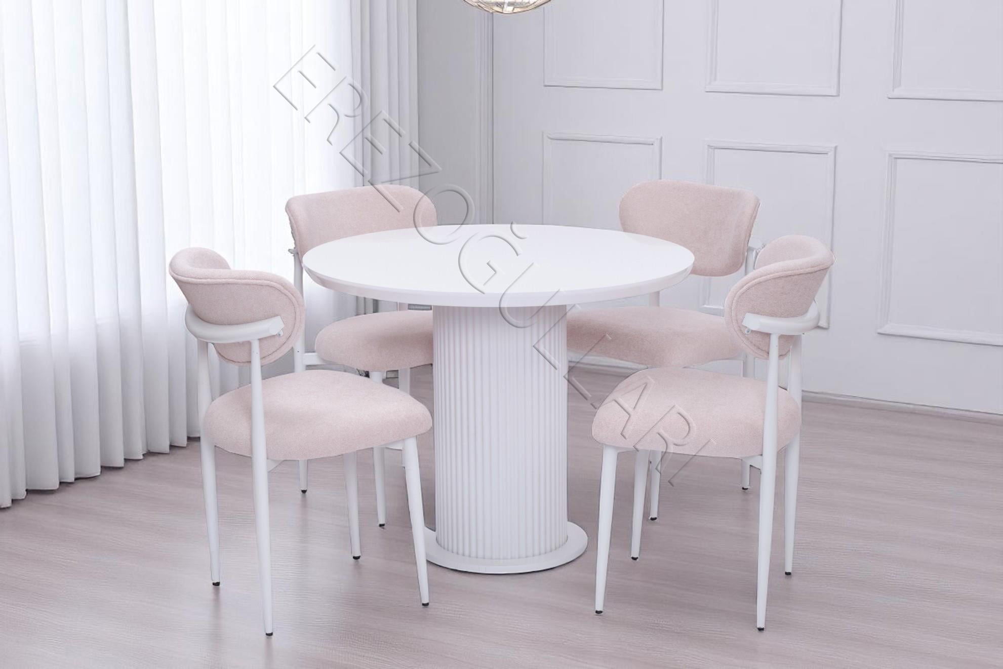 Bohem Polo Yuvarlak Lak Panel Mutfak Masa Takımı 100cm