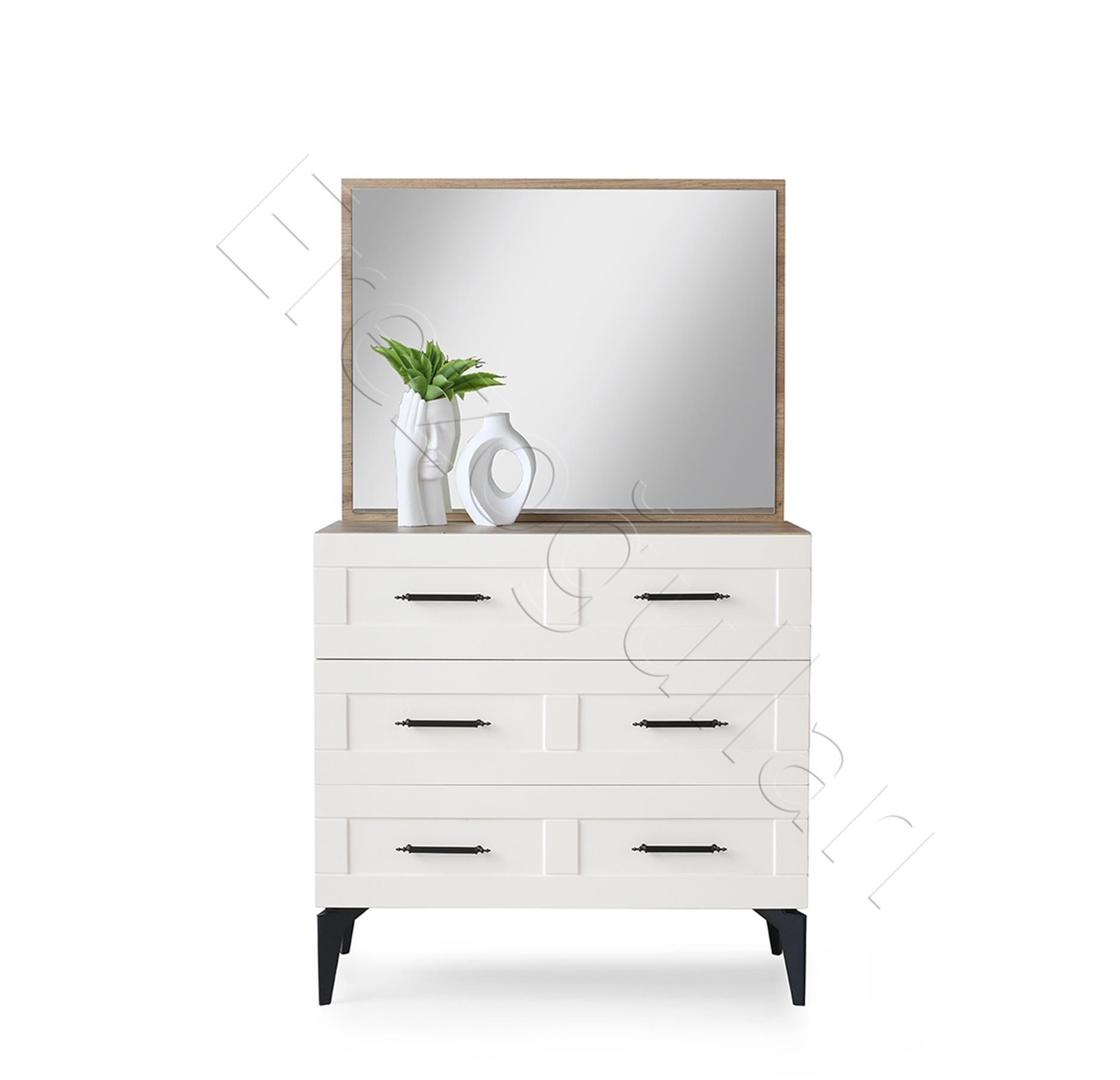 Çakıl MDF 3 Çekmeceli Aynalı Şifonyer 90x43x84cm