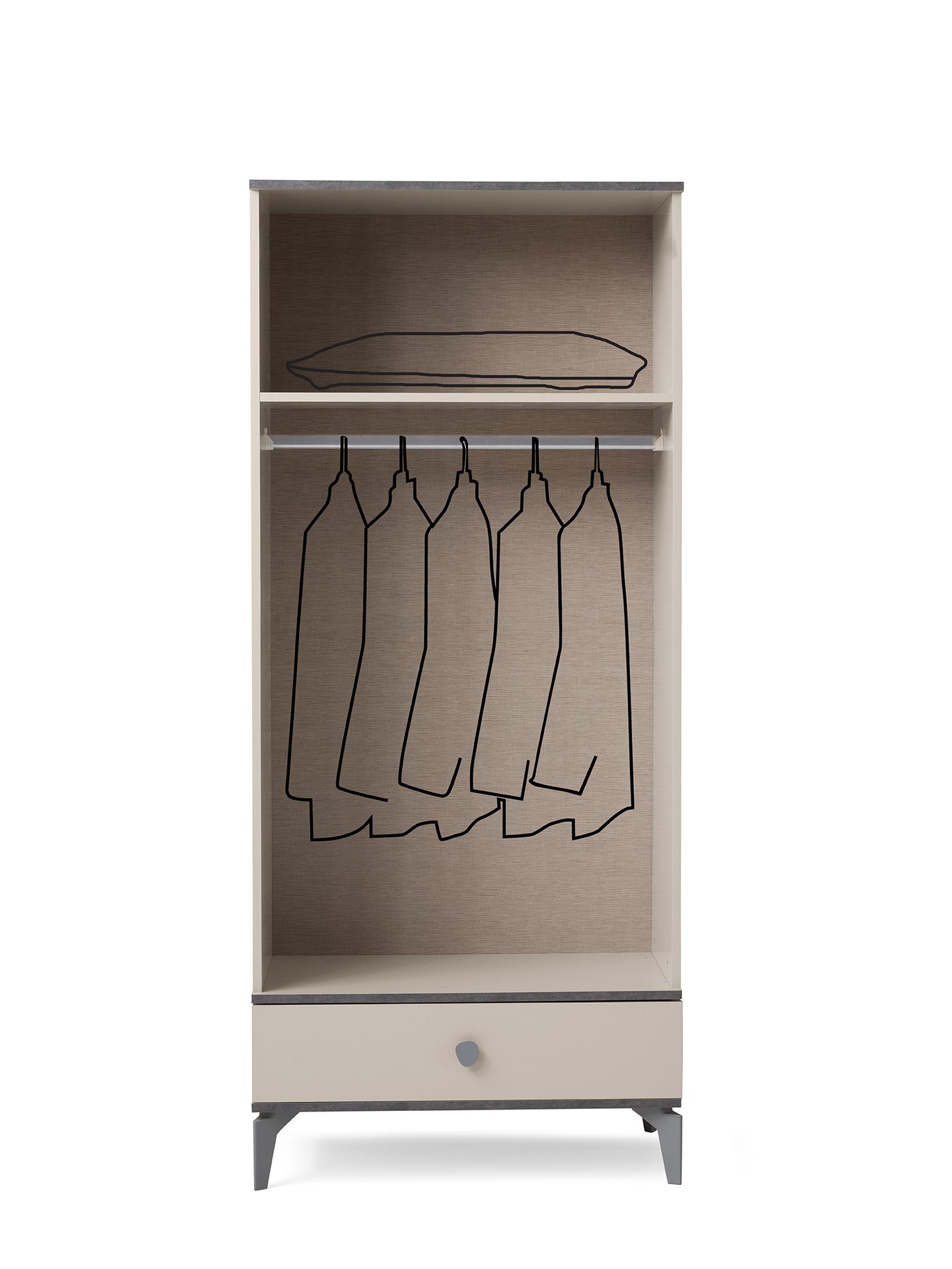 Çakıltaşı 2 kapaklı Gardırop Elbise Dolabı 86x47x200cm