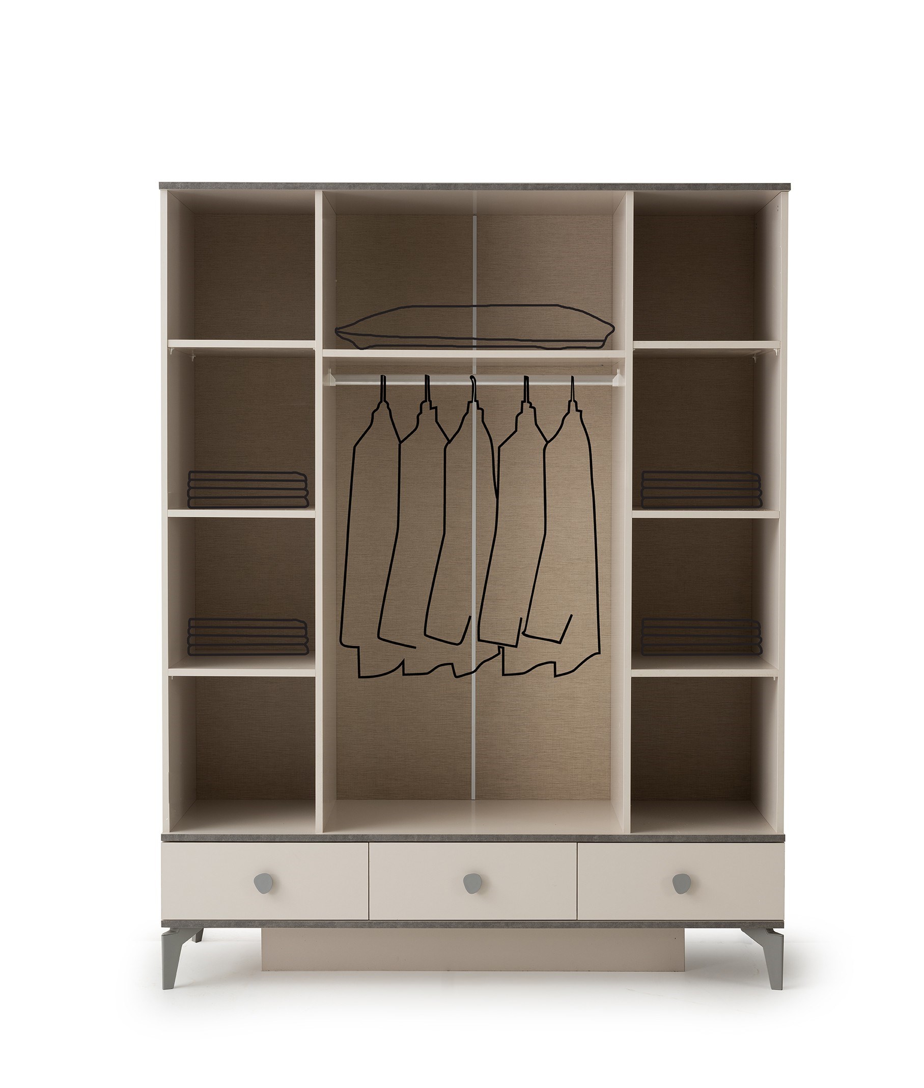 Çakıltaşı 4 kapaklı Gardırop Elbise Dolabı 156x52x200cm