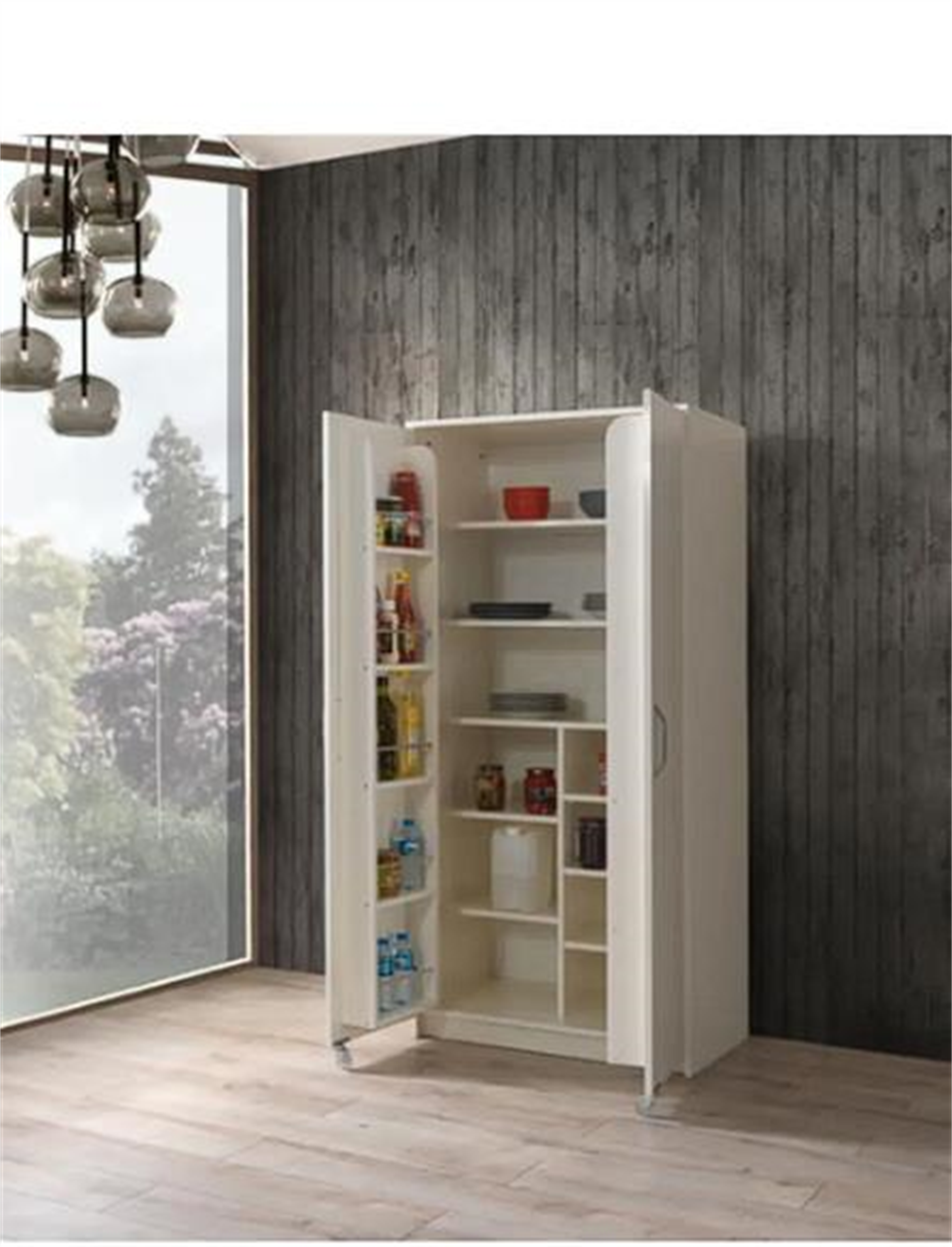Çok Amaçlı 2 Kapaklı Mutfak Erzak Kiler Dolap 86x52x180 cm