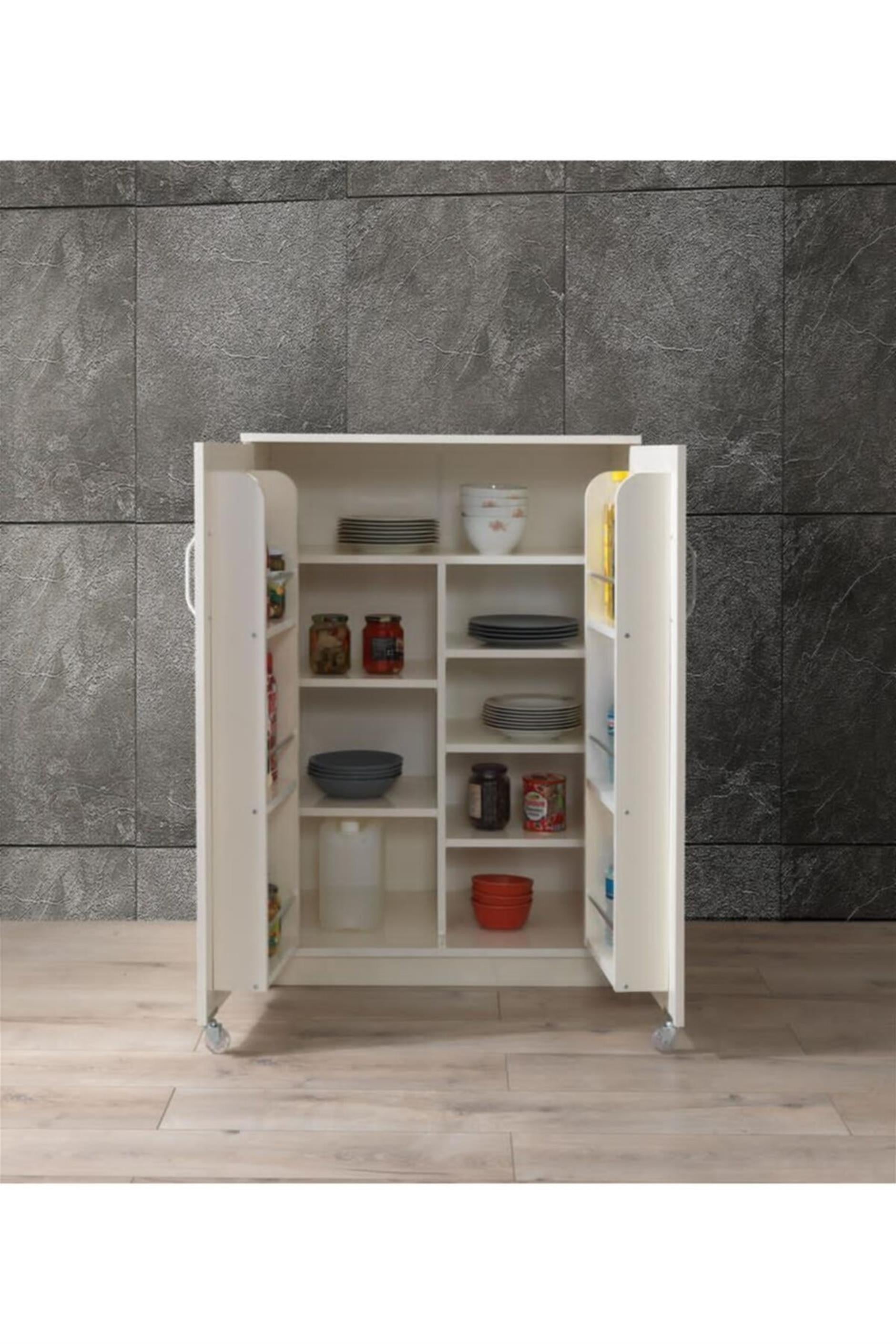Çok Amaçlı 2 Kapaklı Mutfak Erzak Kiler Dolap 86x52x120cm