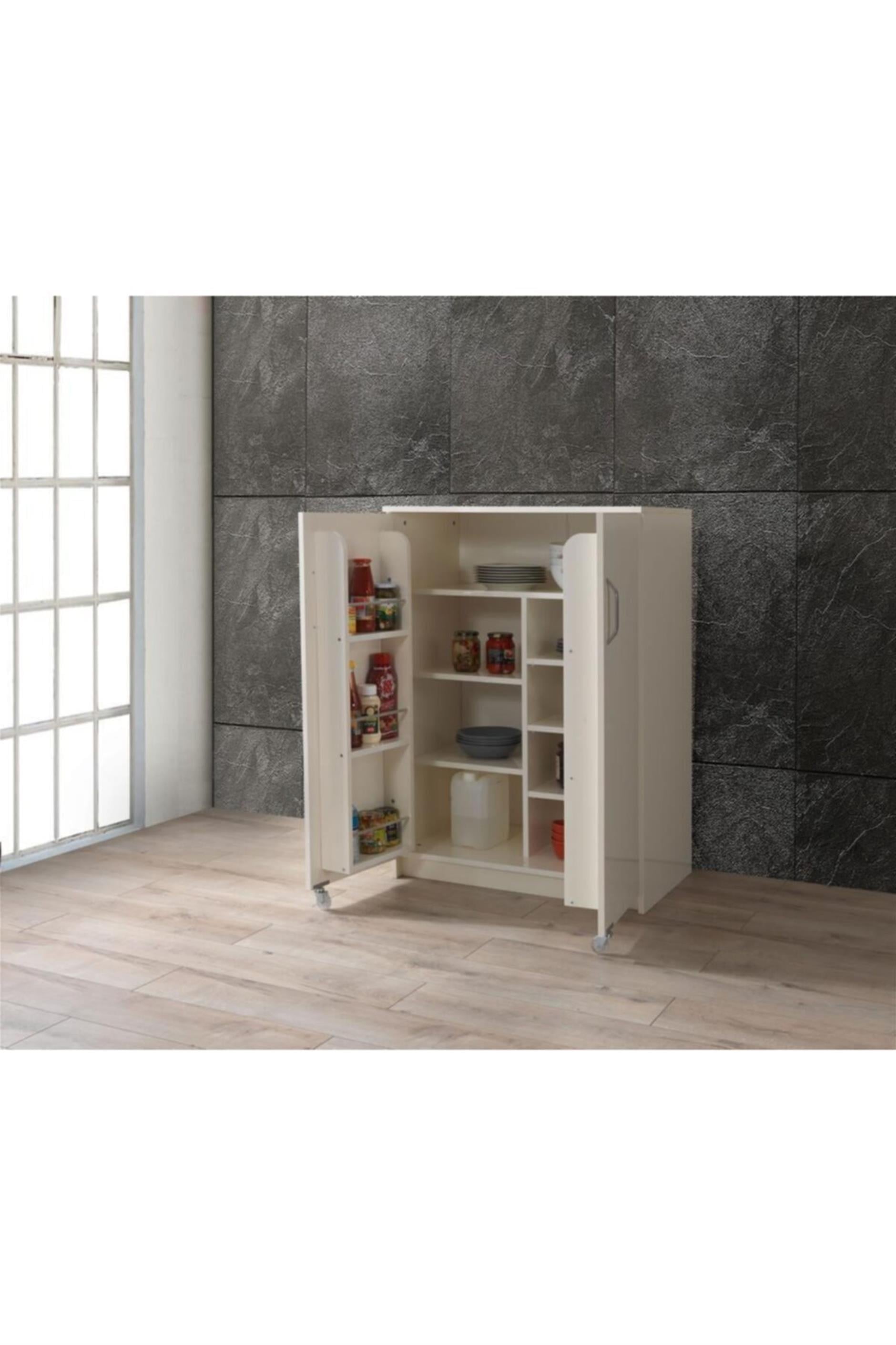 Çok Amaçlı 2 Kapaklı Mutfak Erzak Kiler Dolap 86x52x120cm
