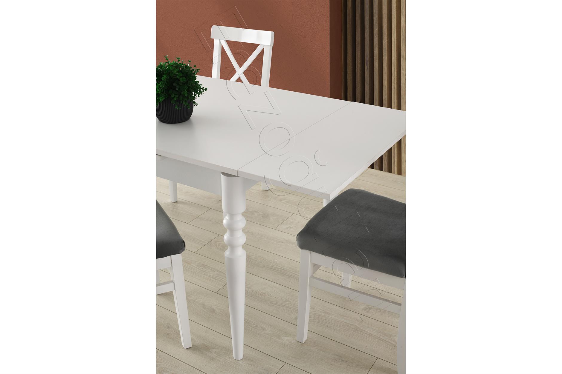 Didim Alaçatı Açılır Mutfak Masa Sandalye Takımı 80x120