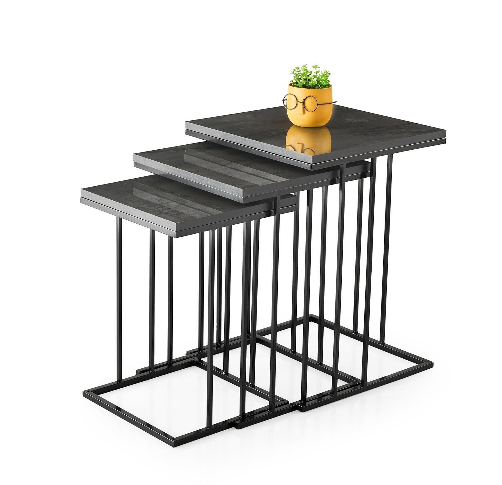 Elit C Zigon Sehpa 3lü Metal Ayak