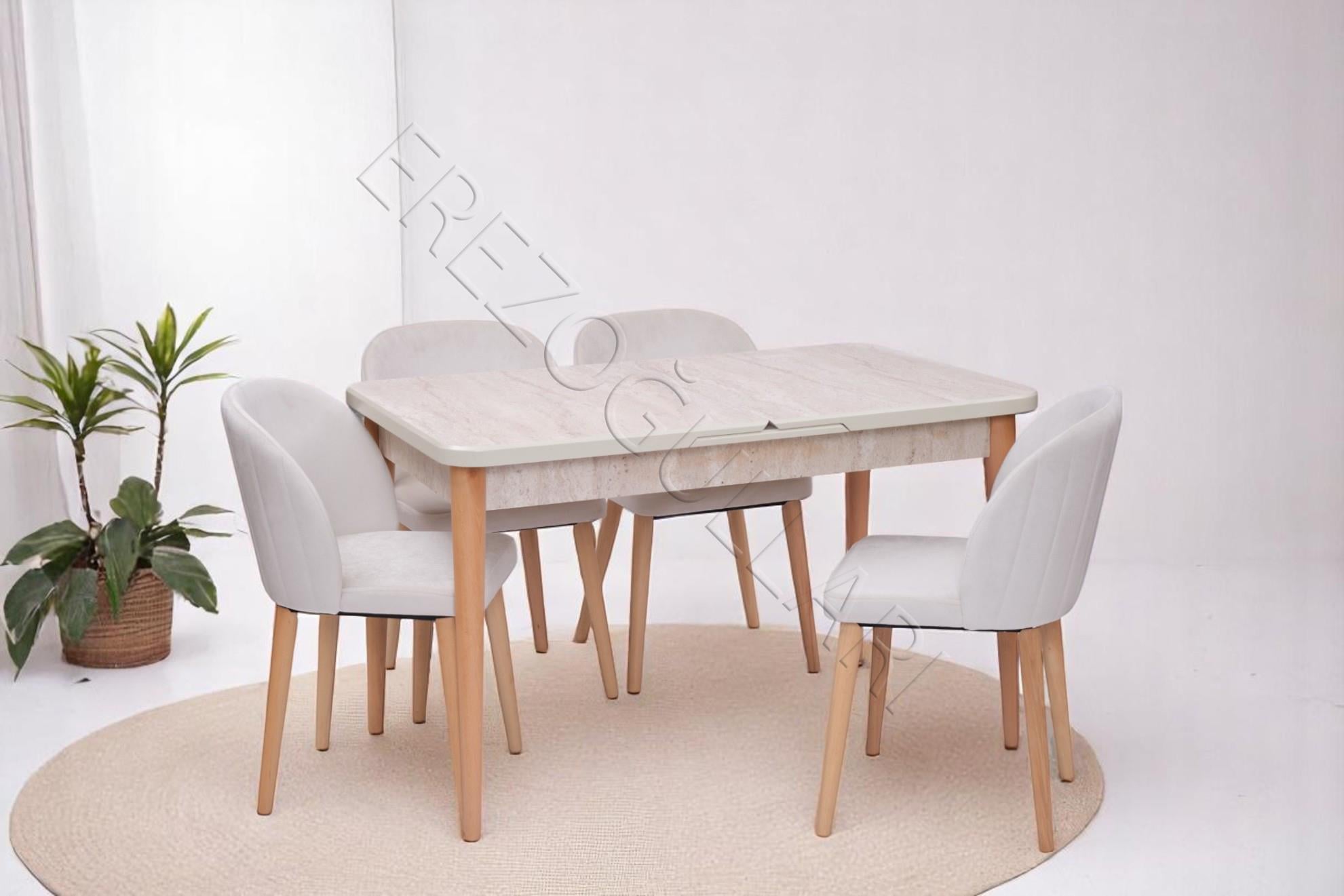 Göksu Traverten Boyalı Mdf Mutfak Masa Takımı 80x130