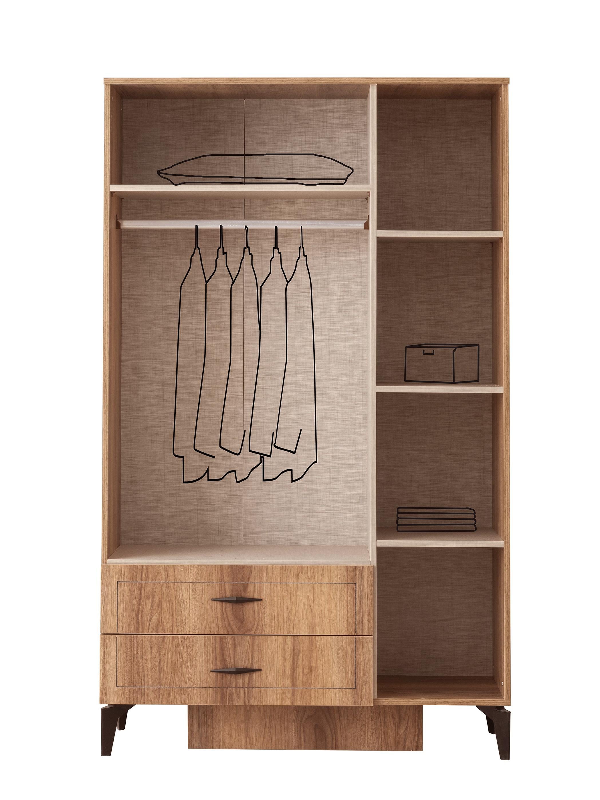 Hazar 3 Kapılı 2 Çekmeceli Gardırop Elbise Dolabı 120x47x200