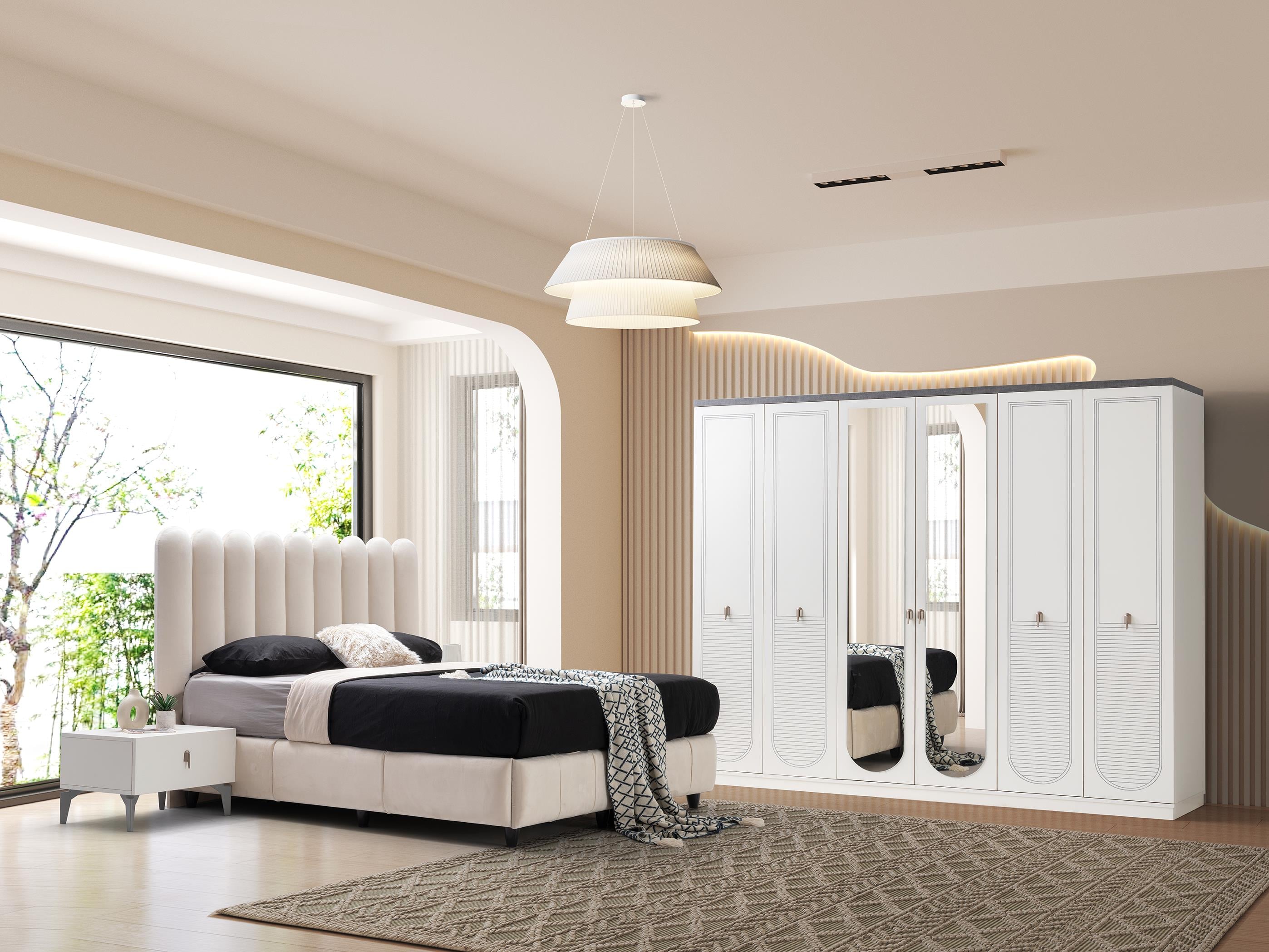 İrem 6 Kapaklı Modern Yatak Odası Takımı Başlıklı