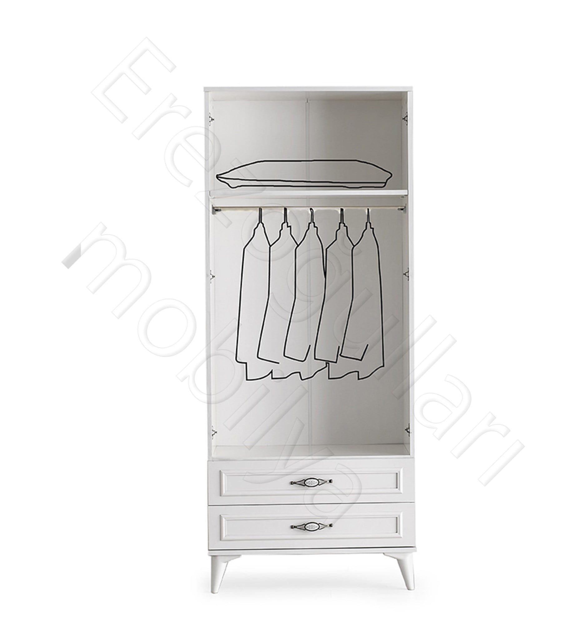 Irmak 2 Kapılı 2 Çekmeceli Gardrop Elbise Dolabı 80x48x195cm