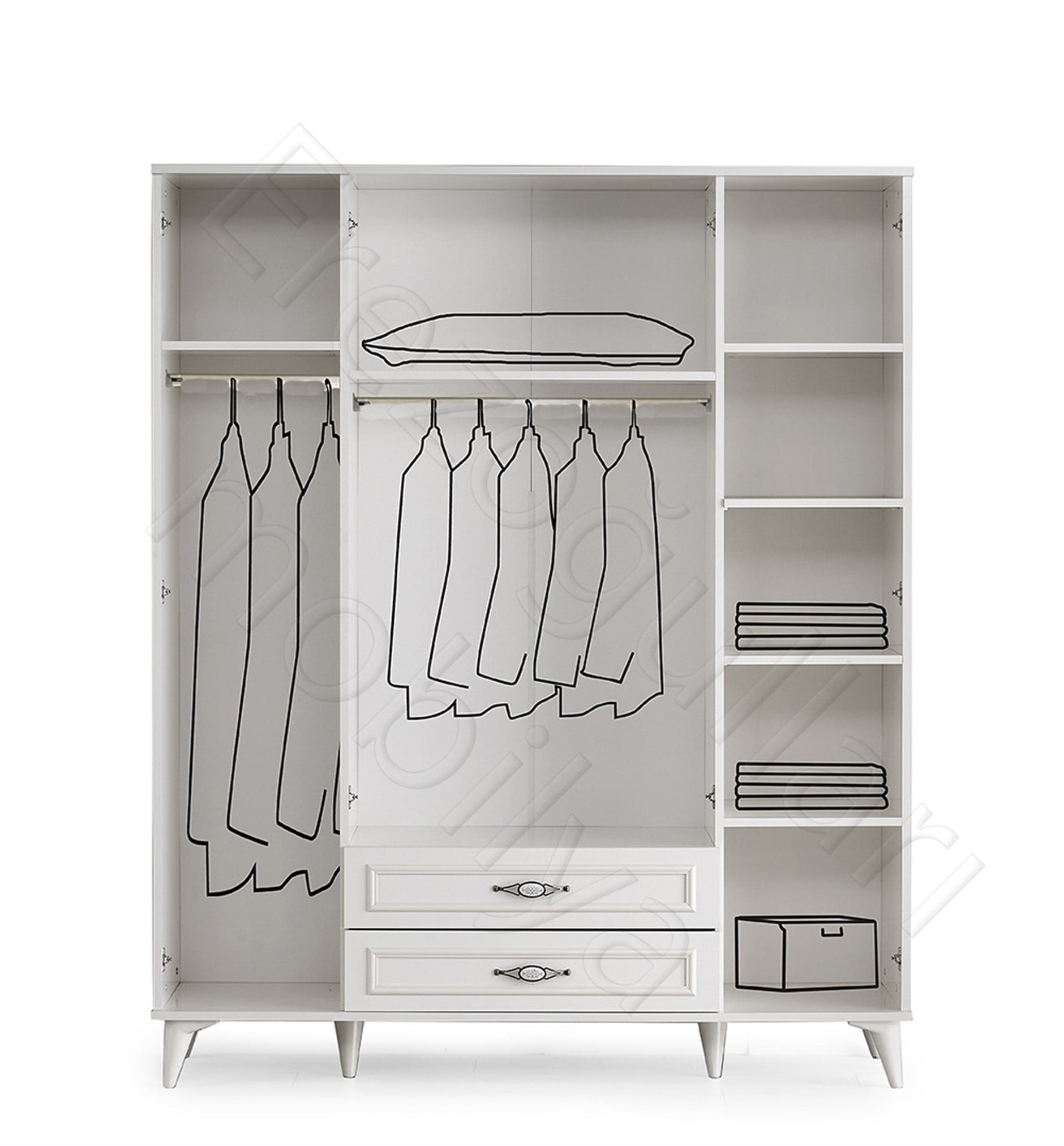 Irmak 4 Kapılı 2 Çekmeceli Gardrop Elbise Dolabı 160x48x195cm