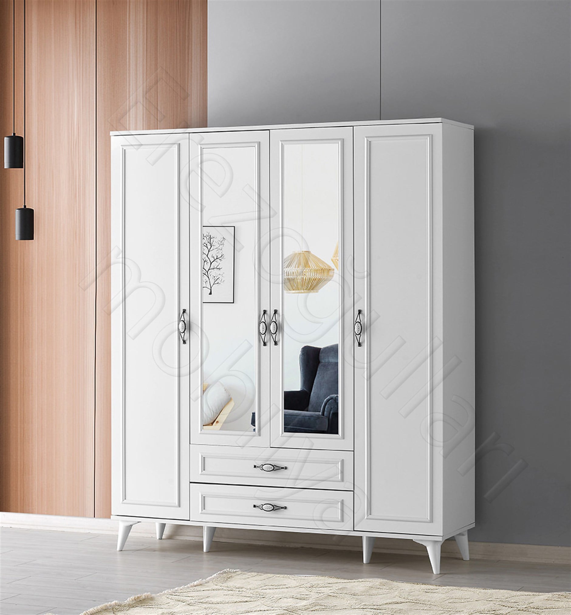 Irmak 4 Kapılı 2 Çekmeceli Gardrop Elbise Dolabı 160x48x195cm