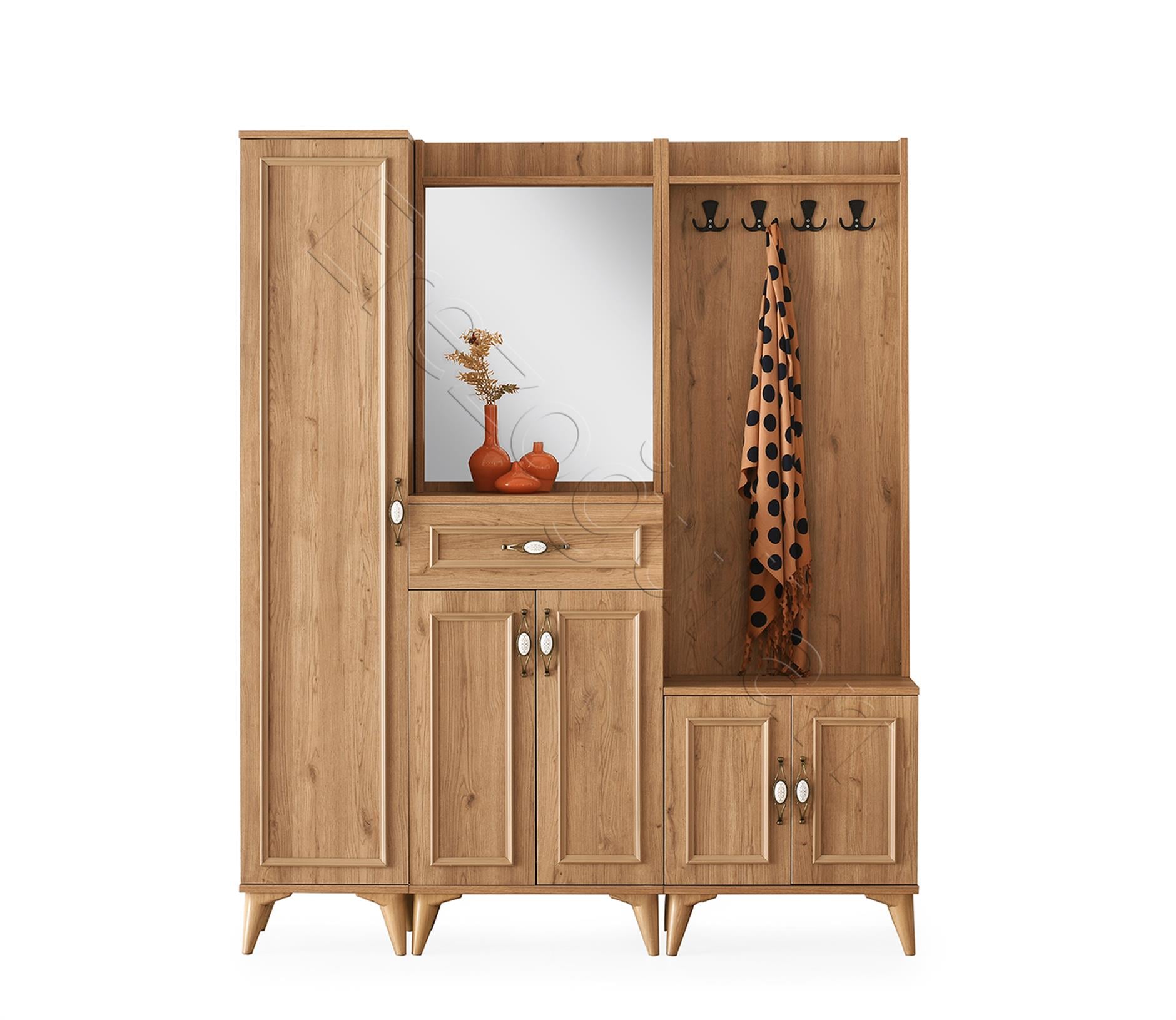 Irmak Portmanto Çift Askılık Ayakkabılık Aynalı 160x37x195