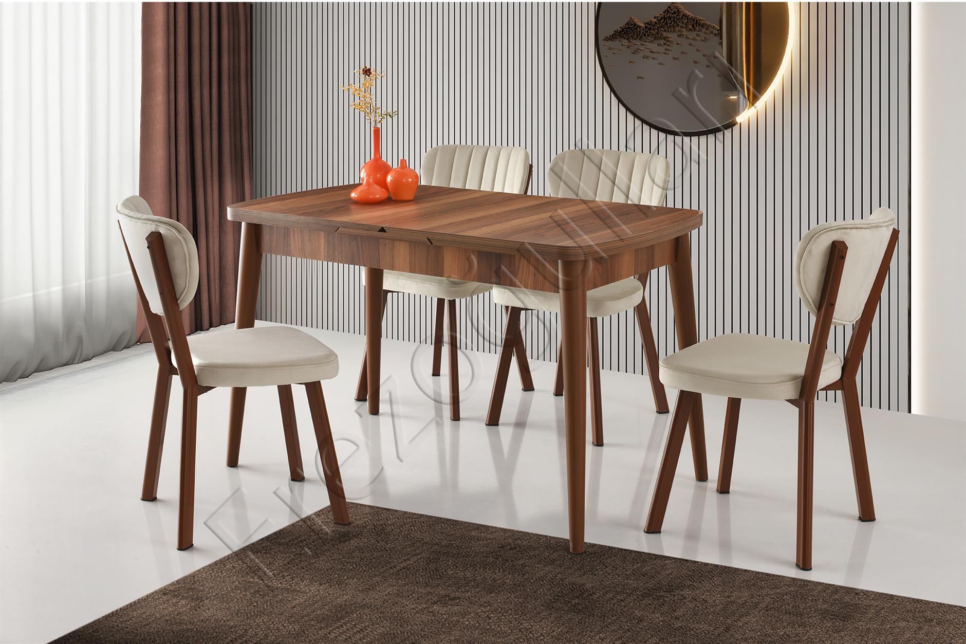 Kelebek Star Açılır MDF Mutfak Masa Sandalye Takımı