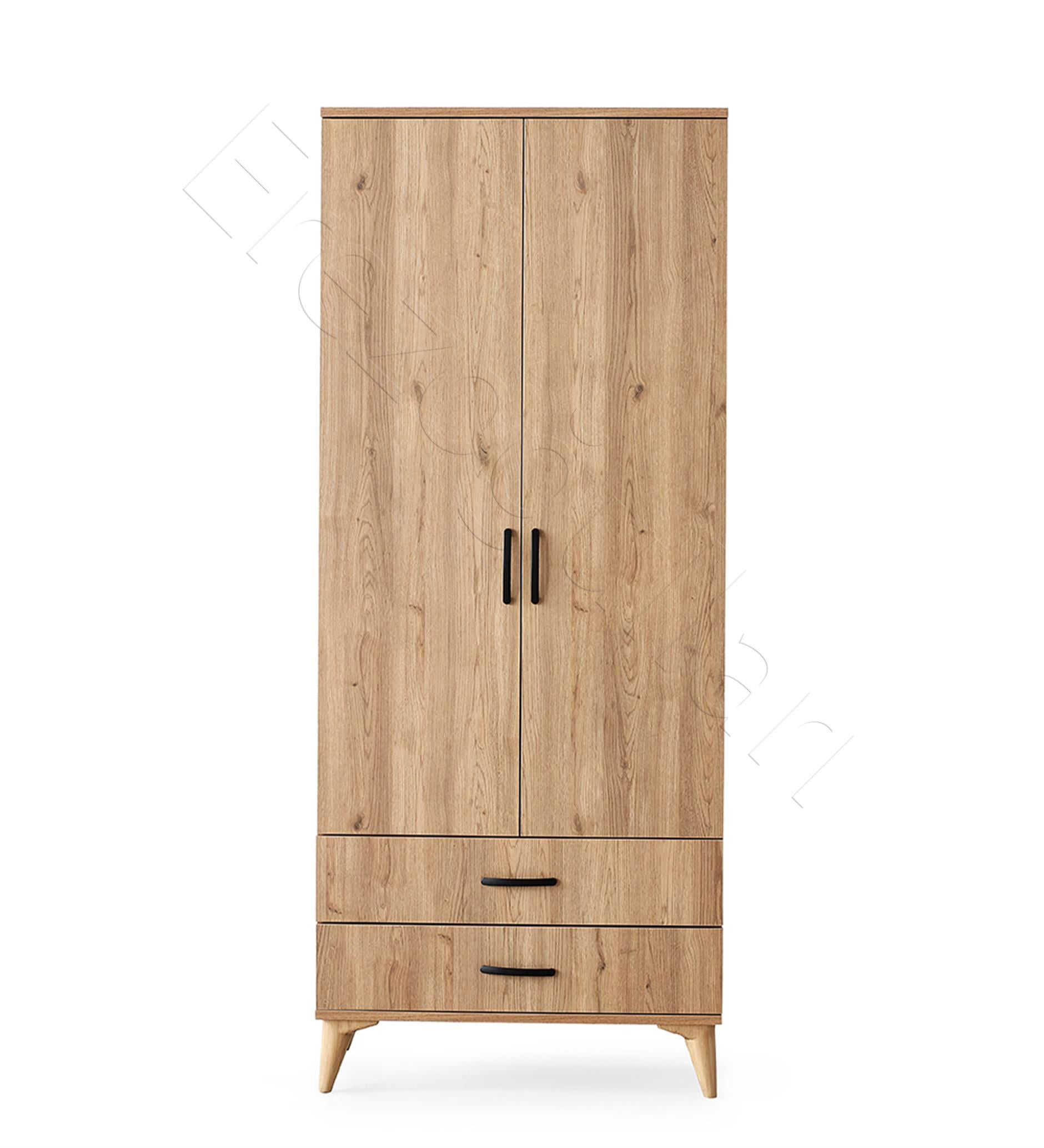 Kumsal 2 Kapılı 2 Çekmeceli Gardrop Elbise Dolabı 80x48x195cm