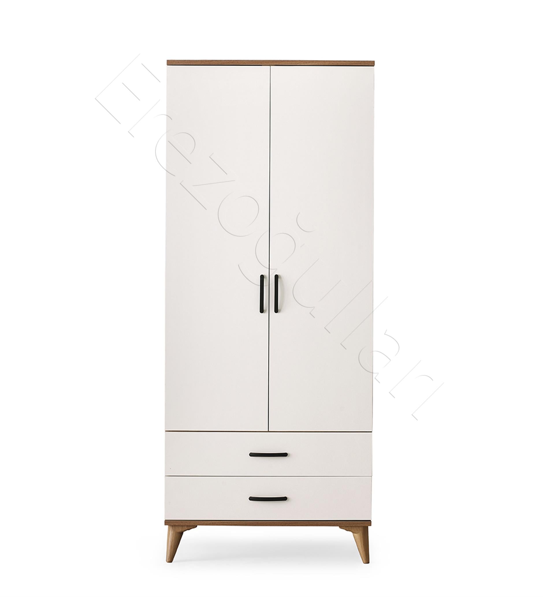 Kumsal 2 Kapılı 2 Çekmeceli Gardrop Elbise Dolabı 80x48x195cm