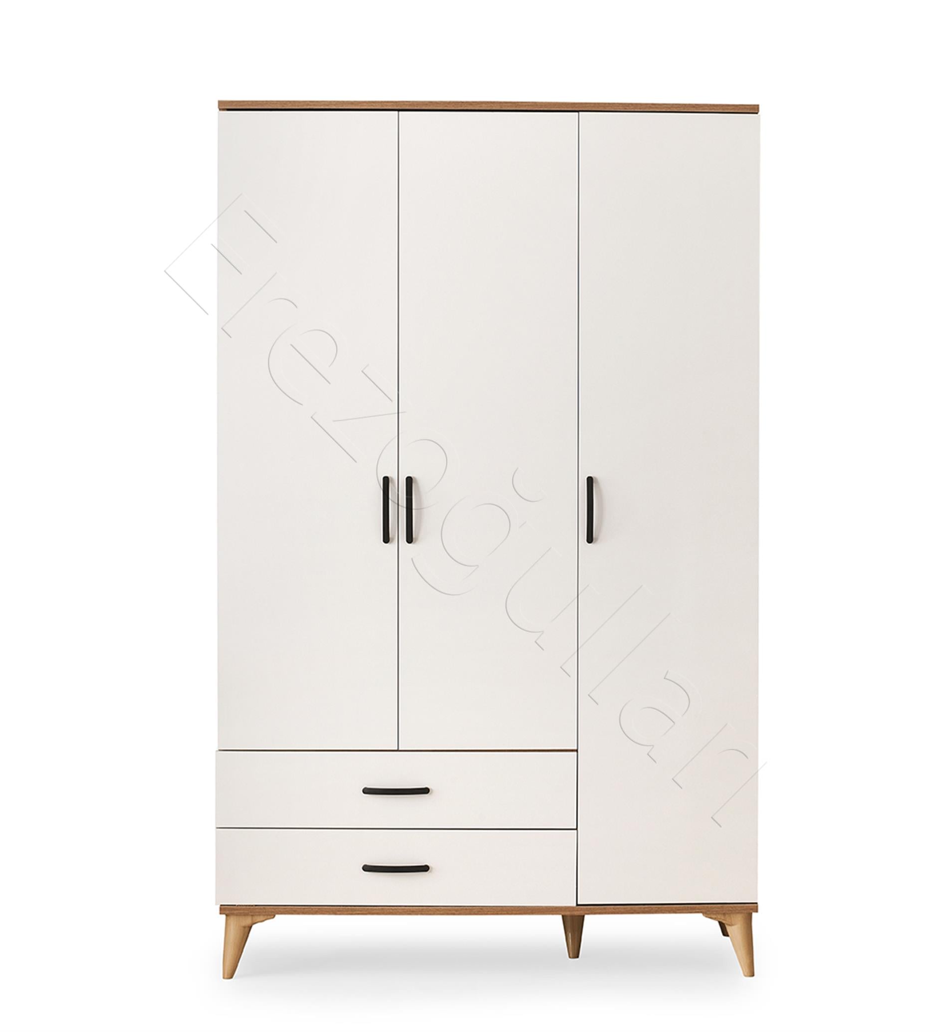 Kumsal 3 Kapılı 2 Çekmeceli Gardrop Elbise Dolabı 120x48x195cm