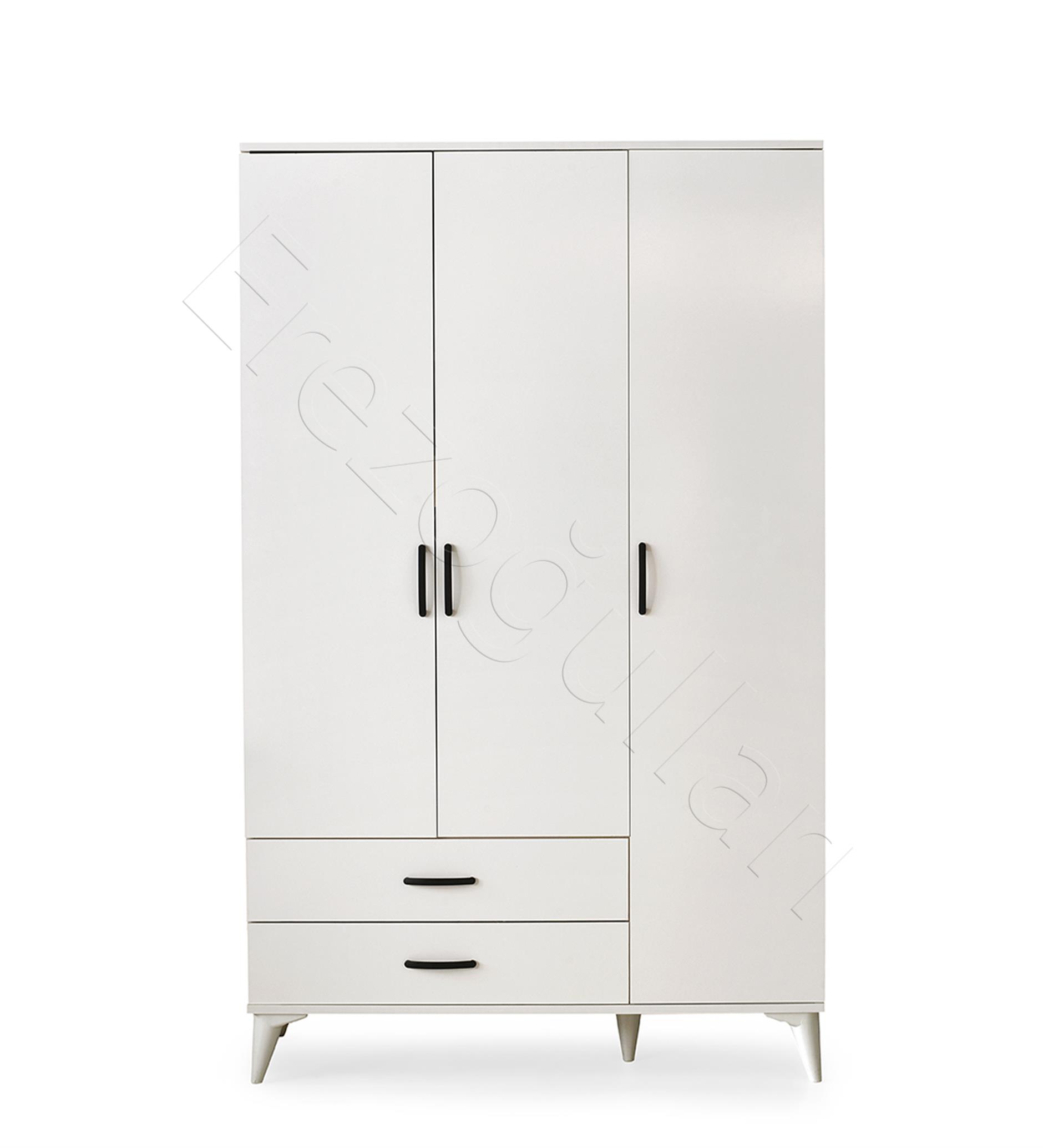 Kumsal 3 Kapılı 2 Çekmeceli Gardrop Elbise Dolabı 120x48x195cm