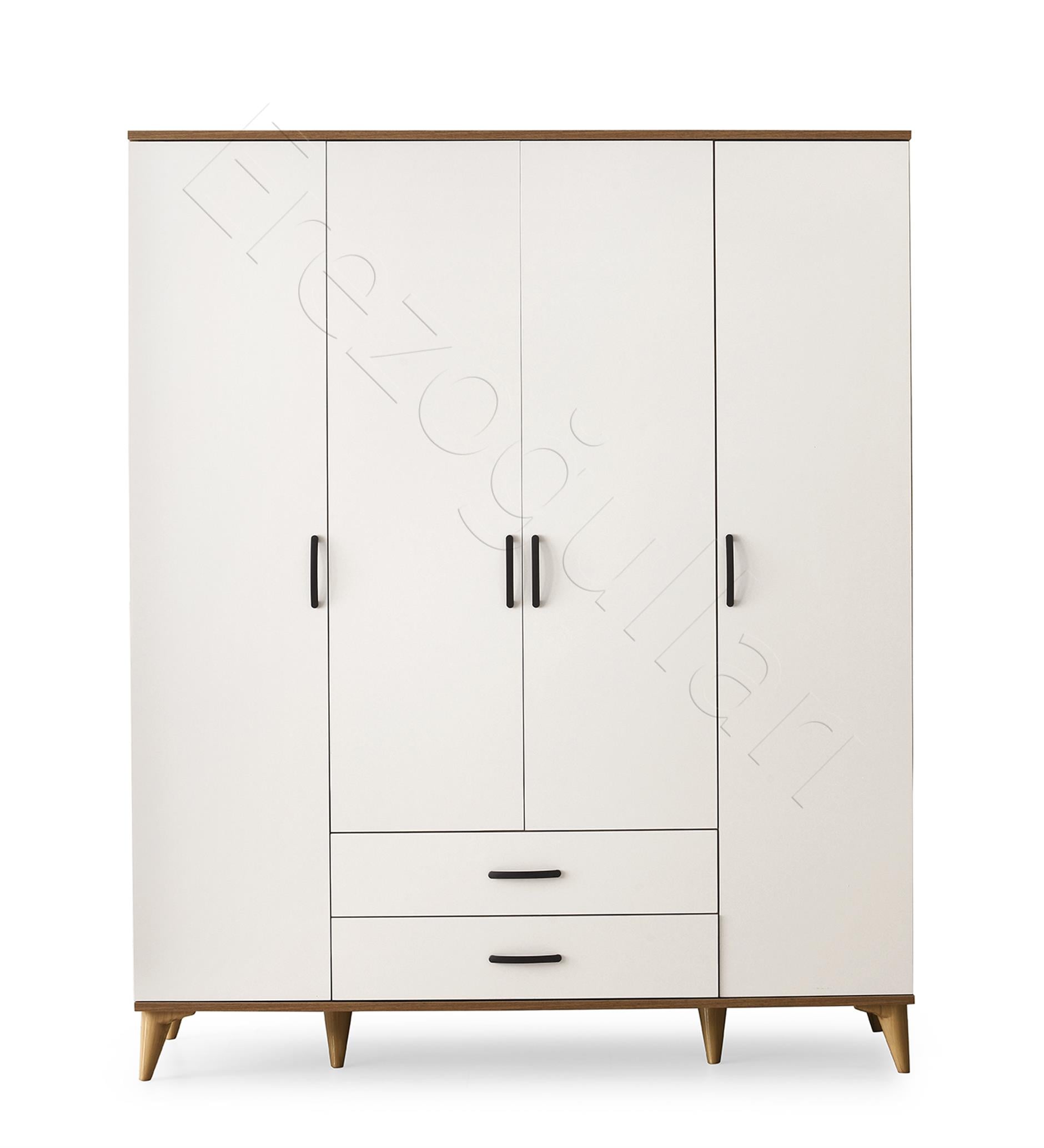 Kumsal 4 Kapılı 2 Çekmeceli Gardrop Elbise Dolabı 160x48x195cm