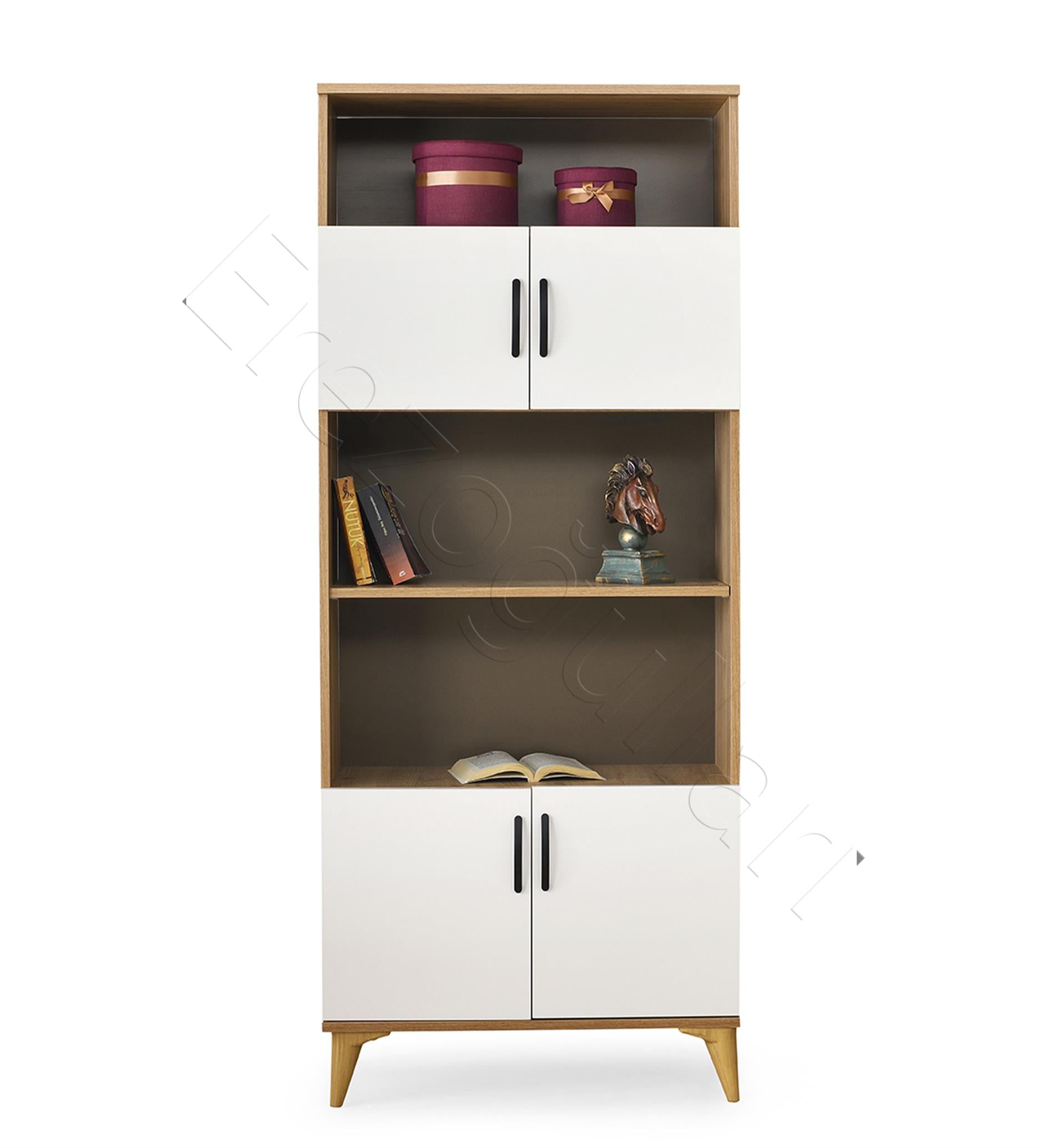 Kumsal Dolaplı 5 Raflı Kitaplık 80x30x195cm