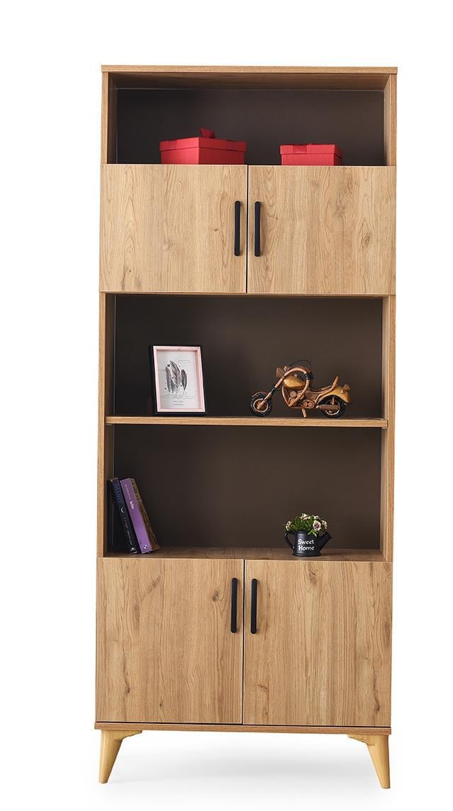 Kumsal Dolaplı 5 Raflı Kitaplık 80x30x195cm