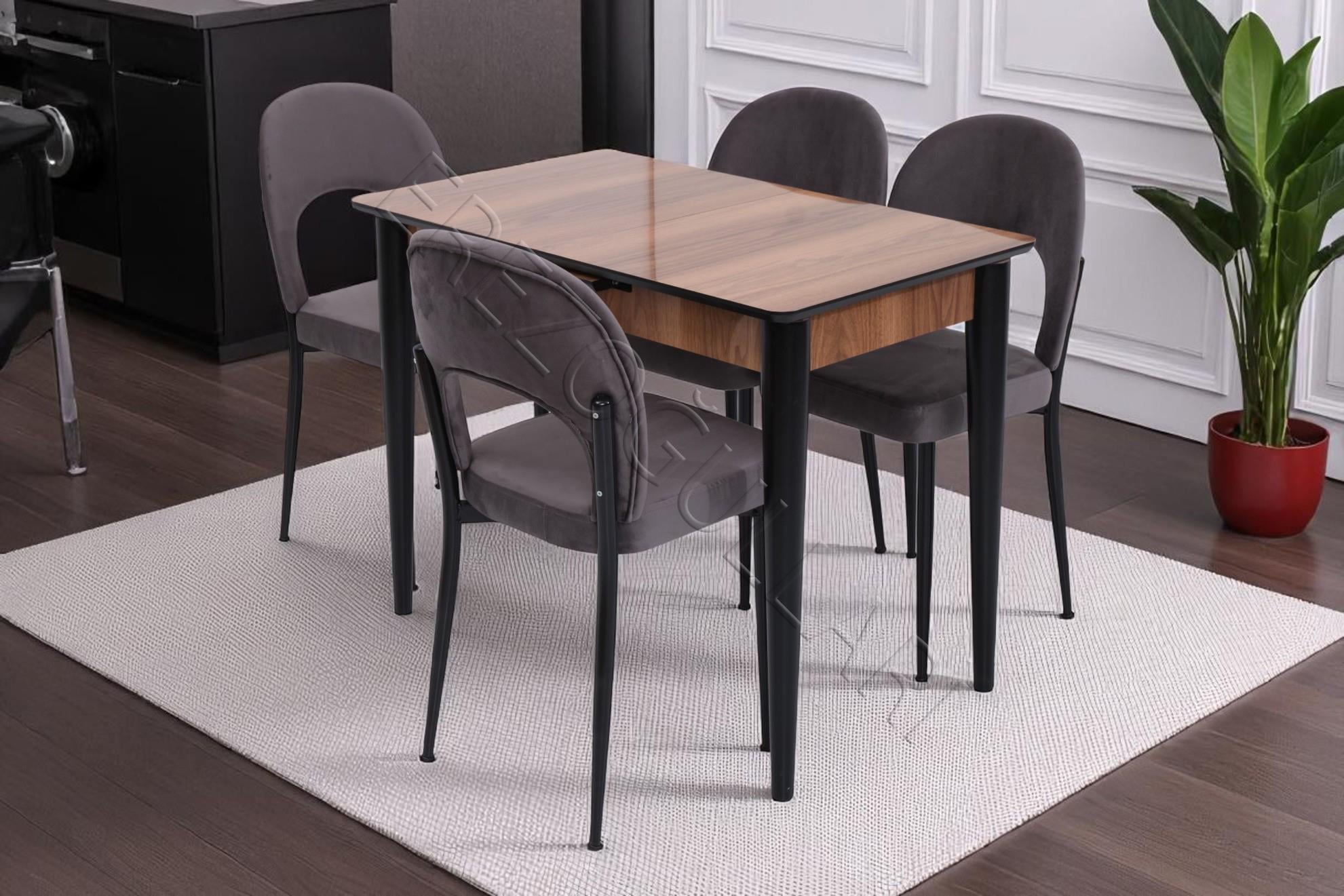 Melisa Hilal Lak Panel Açılır Mutfak Masa Sandalye Takımı 60x100