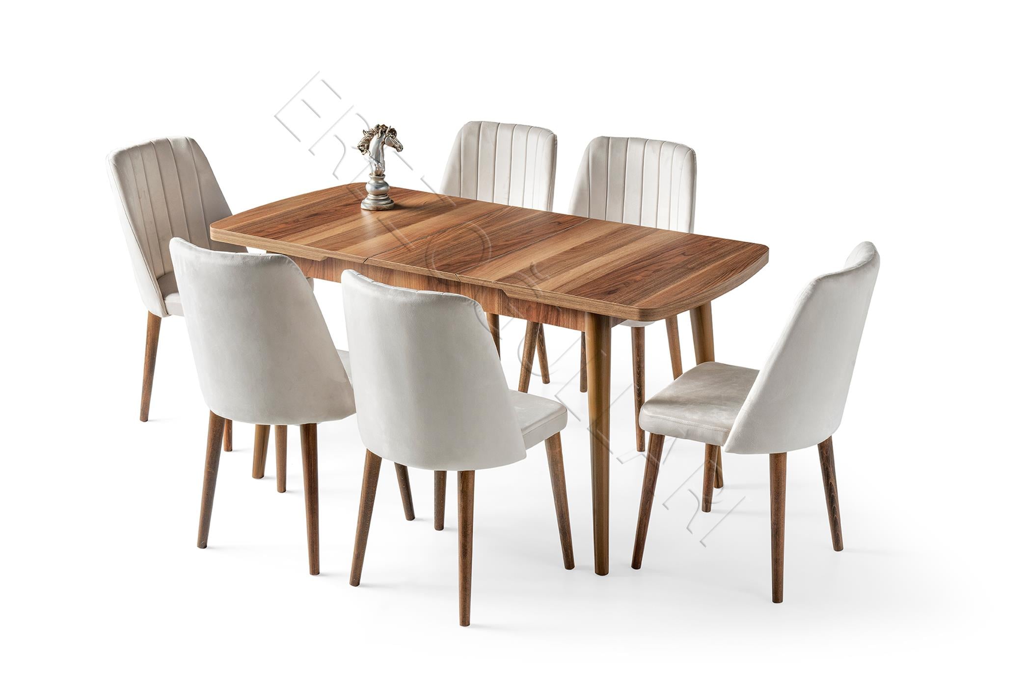 Milano Mdf Açılır Mutfak Masa 6 lı Sandalyeli Takım 75*130cm