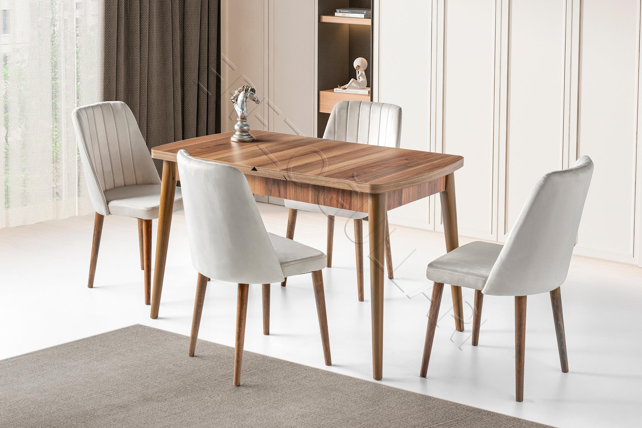 Milano Mdf Açılır Mutfak Masa Sandalyeli Takım 75*130cm