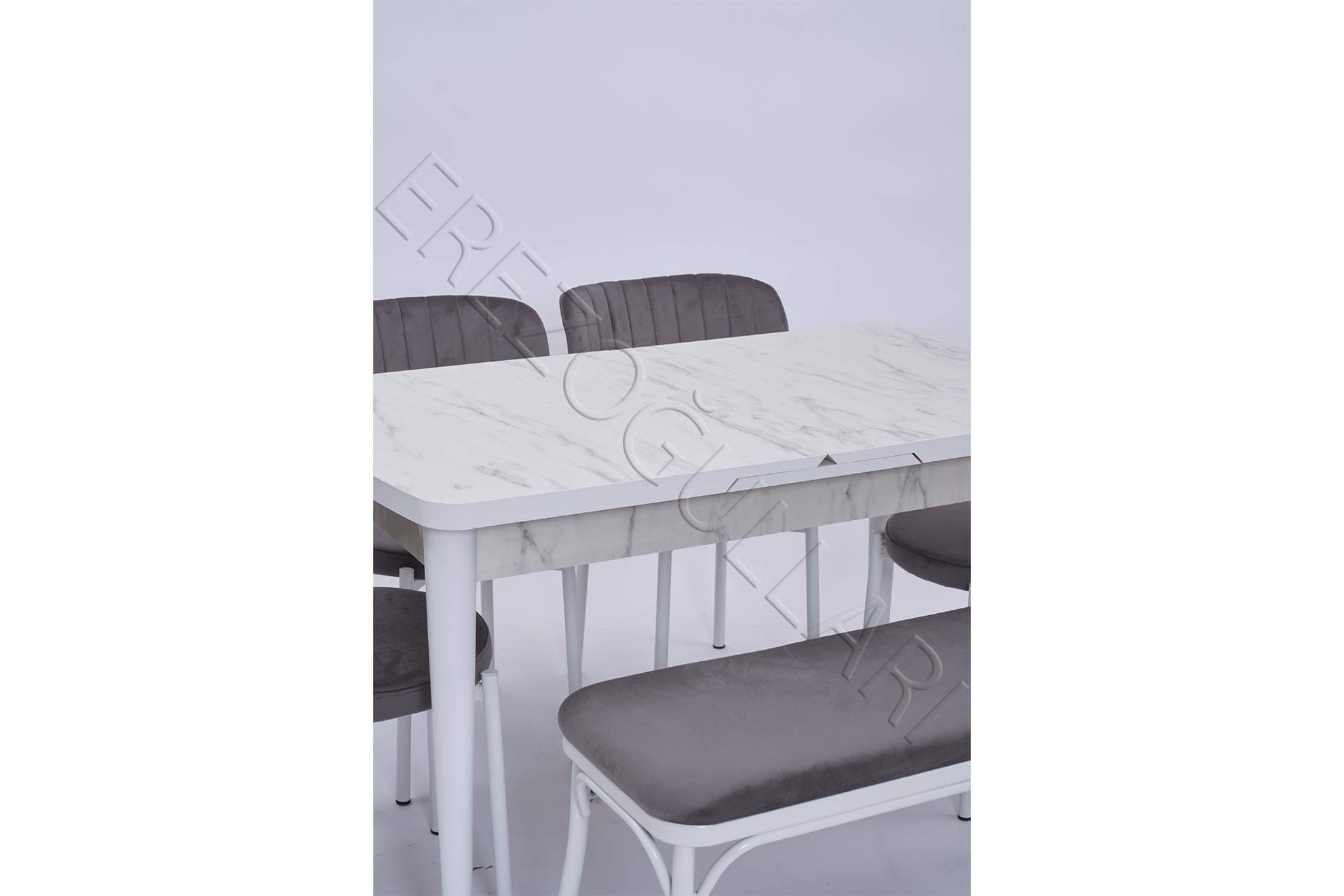 Nehir Beta Banklı Lak Panel Açılır Mutfak Masa Takımı 75x130cm