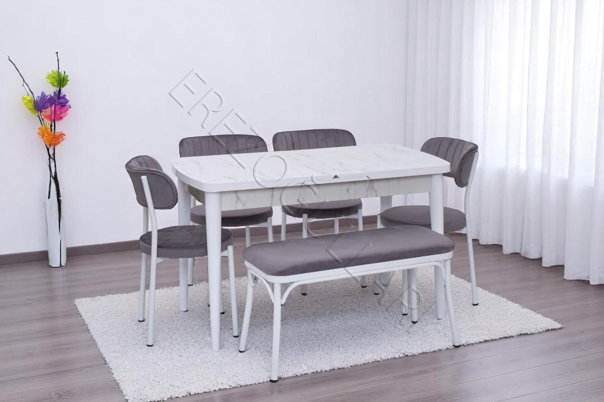 Nehir Beta Banklı Lak Panel Açılır Mutfak Masa Takımı 75x130cm