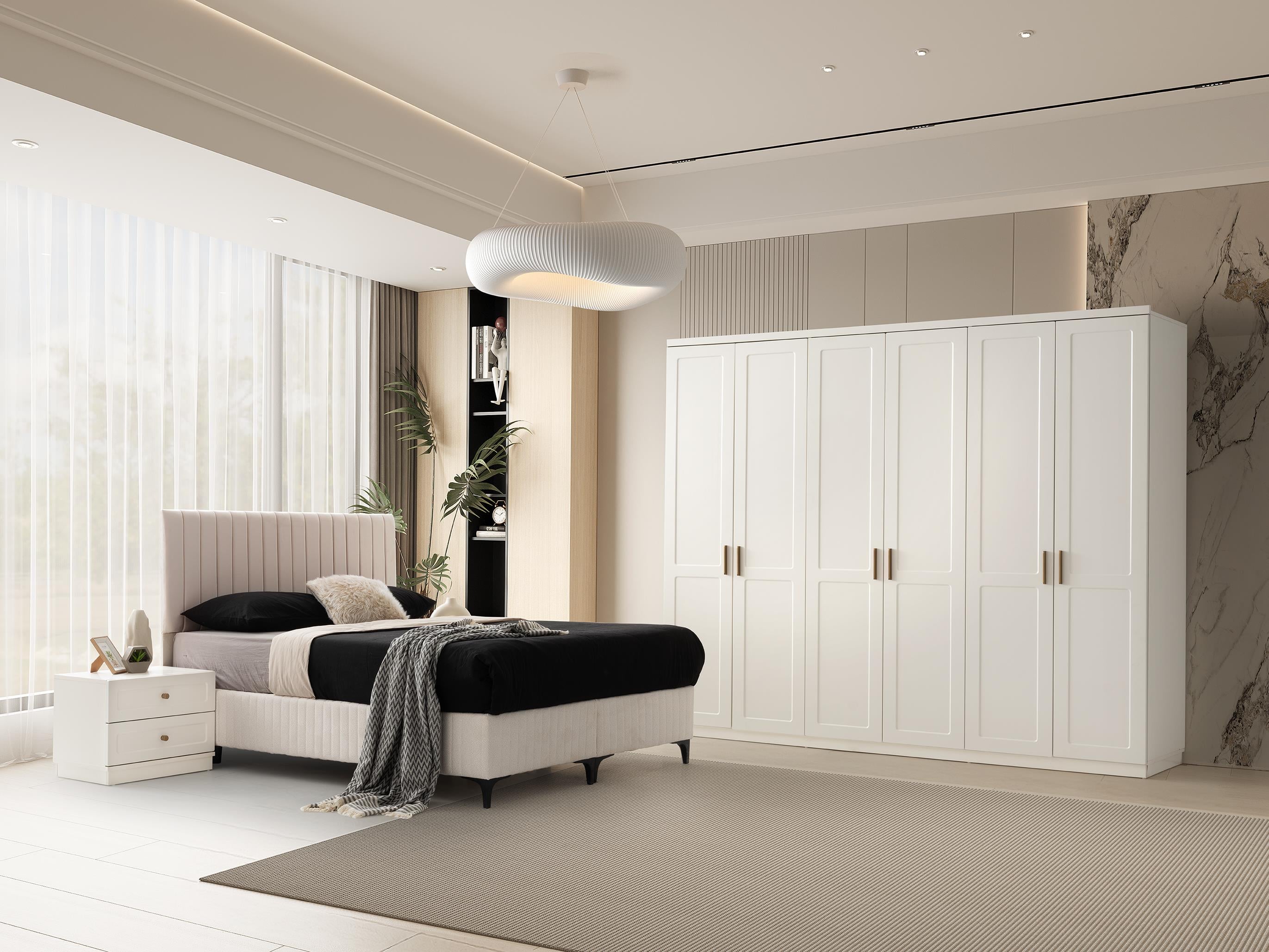 New Line %100 MDF 6 Kapaklı Modern Dolap
